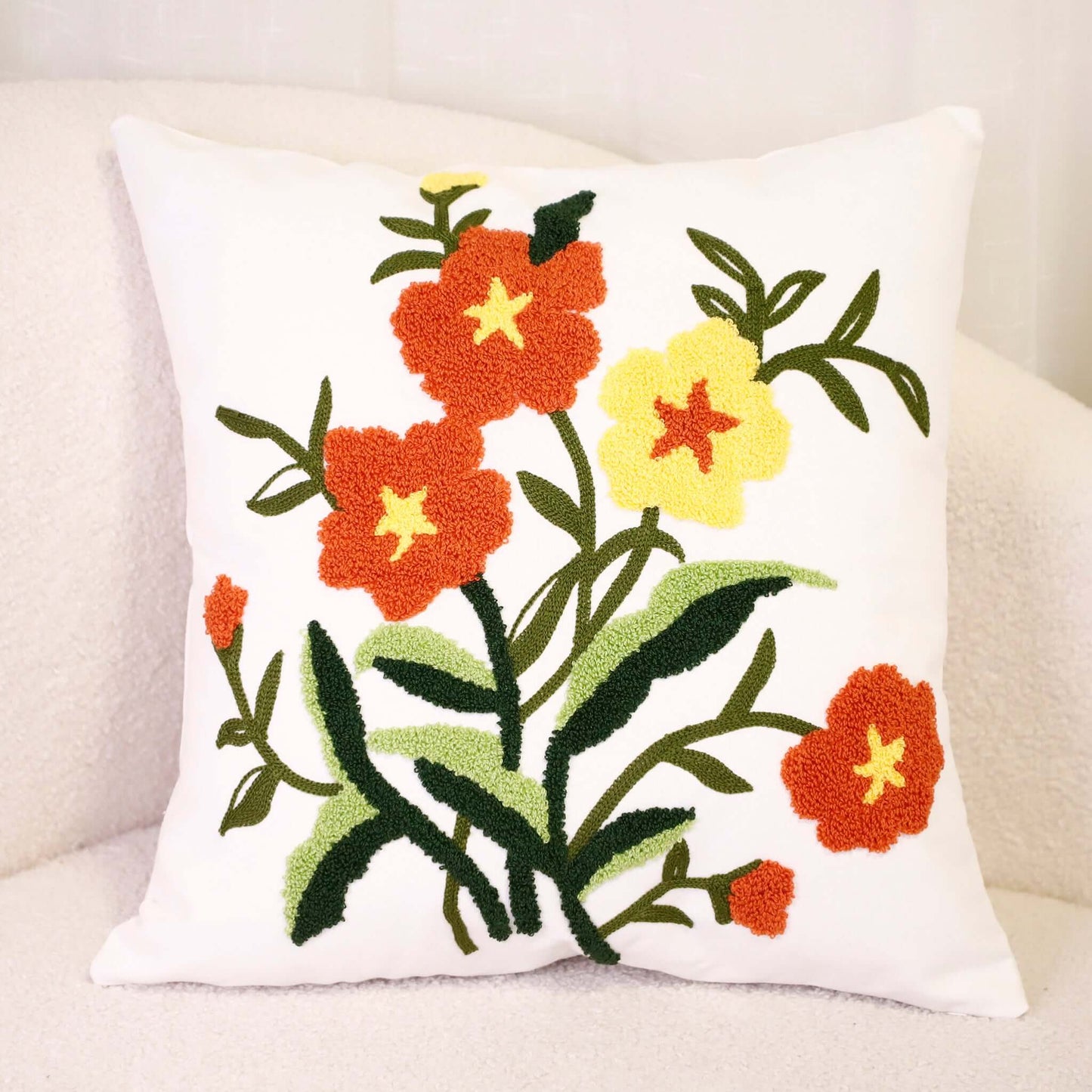 FnW Grace Cushion Cover Machine Embroidered Cushion Cover Intricate Precision Design feathernweave FnW