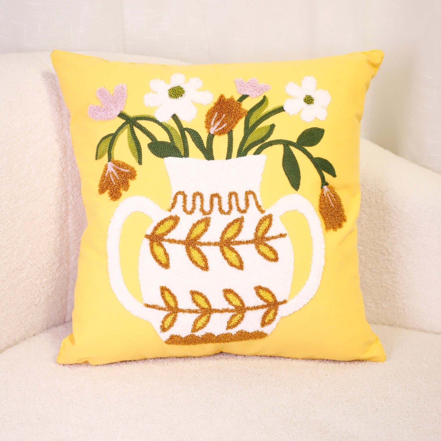 FnW Florip Cushion Cover Machine Embroidered Cushion Cover Intricate Precision Design feathernweave FnW