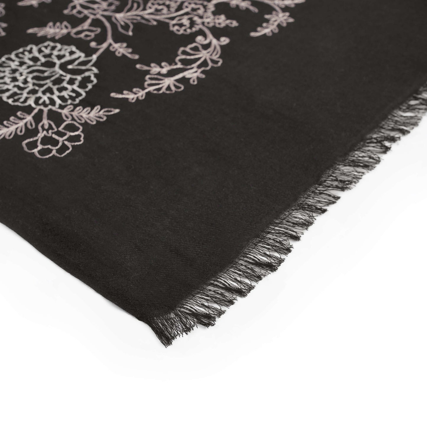 FnW Midnight Petal Elegant Floral Scarf Premium Natural Fiber Scarf Signature Drape Boutique Luxury feathernweave FnW