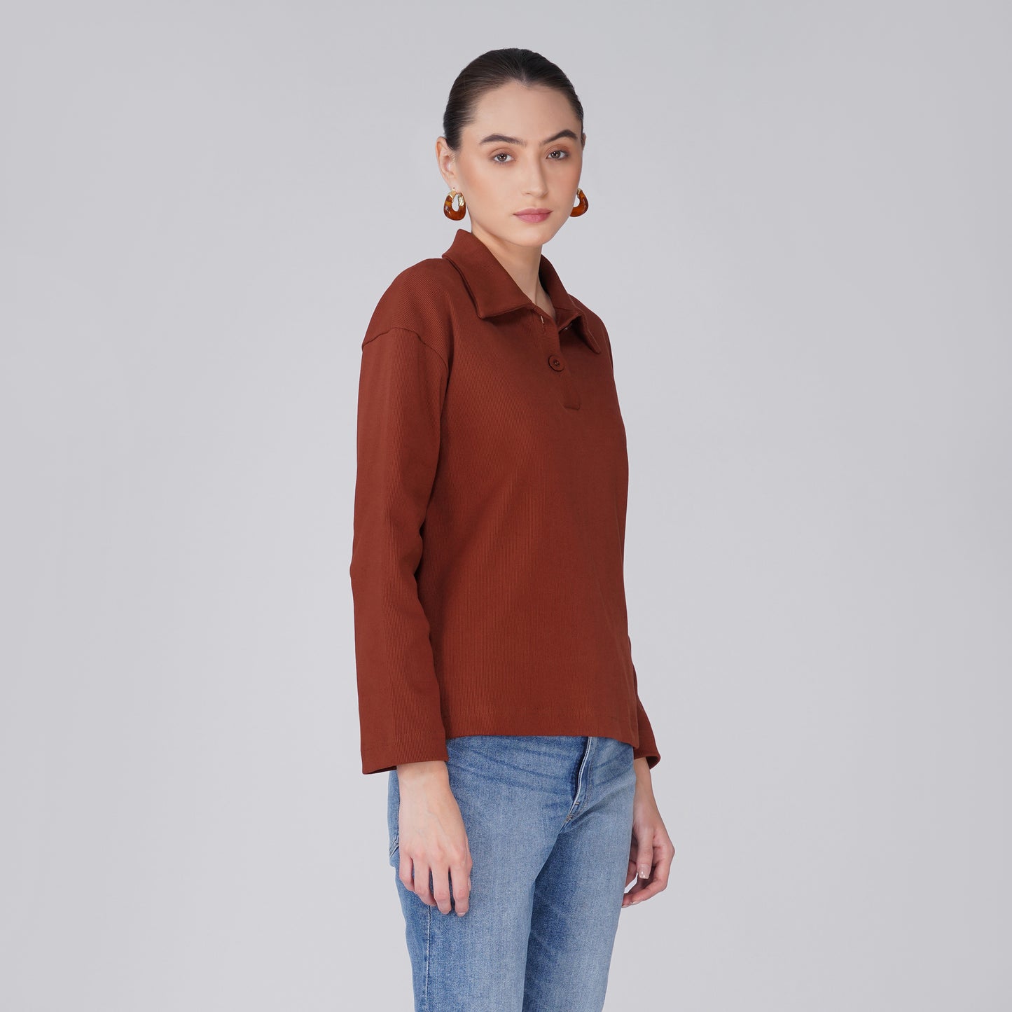 Rift Relaxed Ribbed Long Sleeve Top - Chili Red