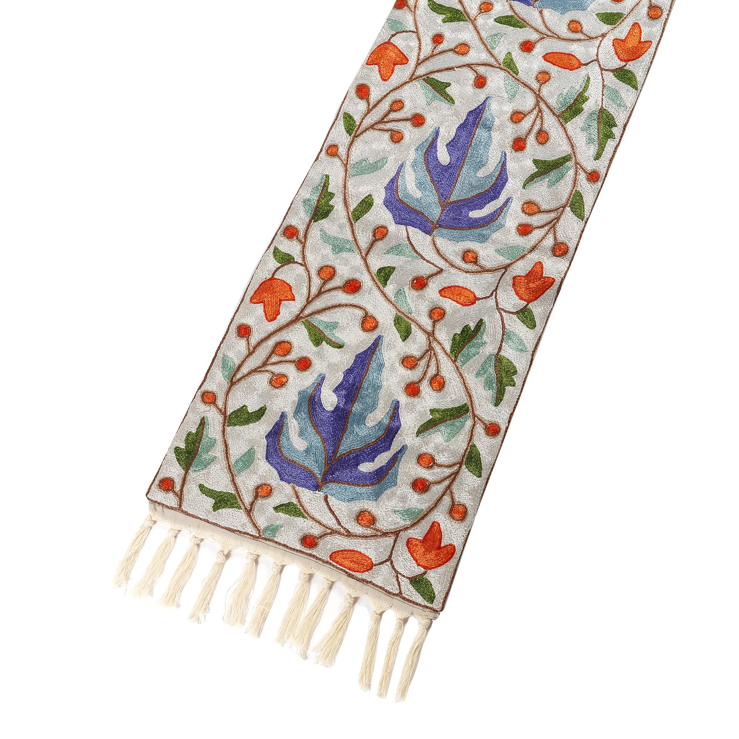 Hand Embroidered Table Runner - Leaves