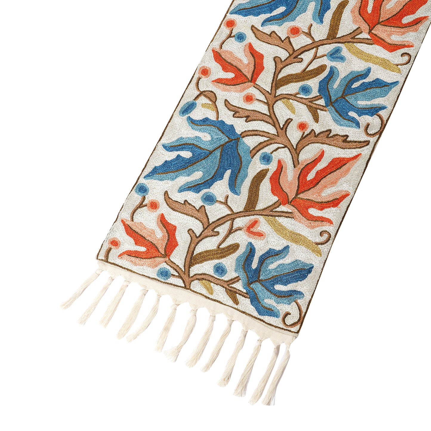 Hand Embroidered Table Runner - Leaves