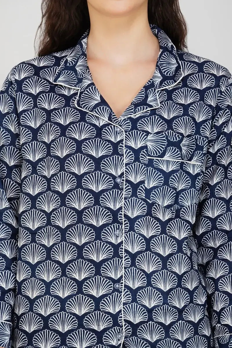 FnW Patternic Cotton PJ's Set Pure Cotton PJ Set Boutique Loungewear Sophisticated At-Home Allure feathernweave FnW