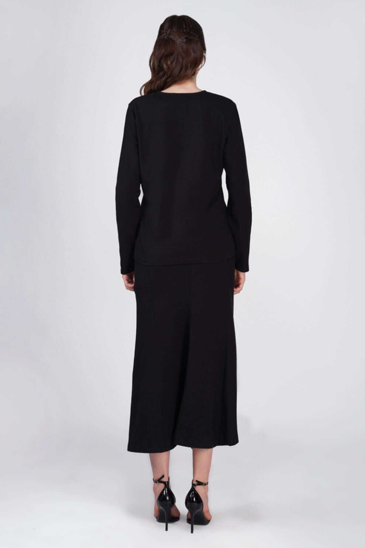 FnW Silvia Black Top Lightweight Pure Cotton Jersey Sculpted Fit feathernweave FnW