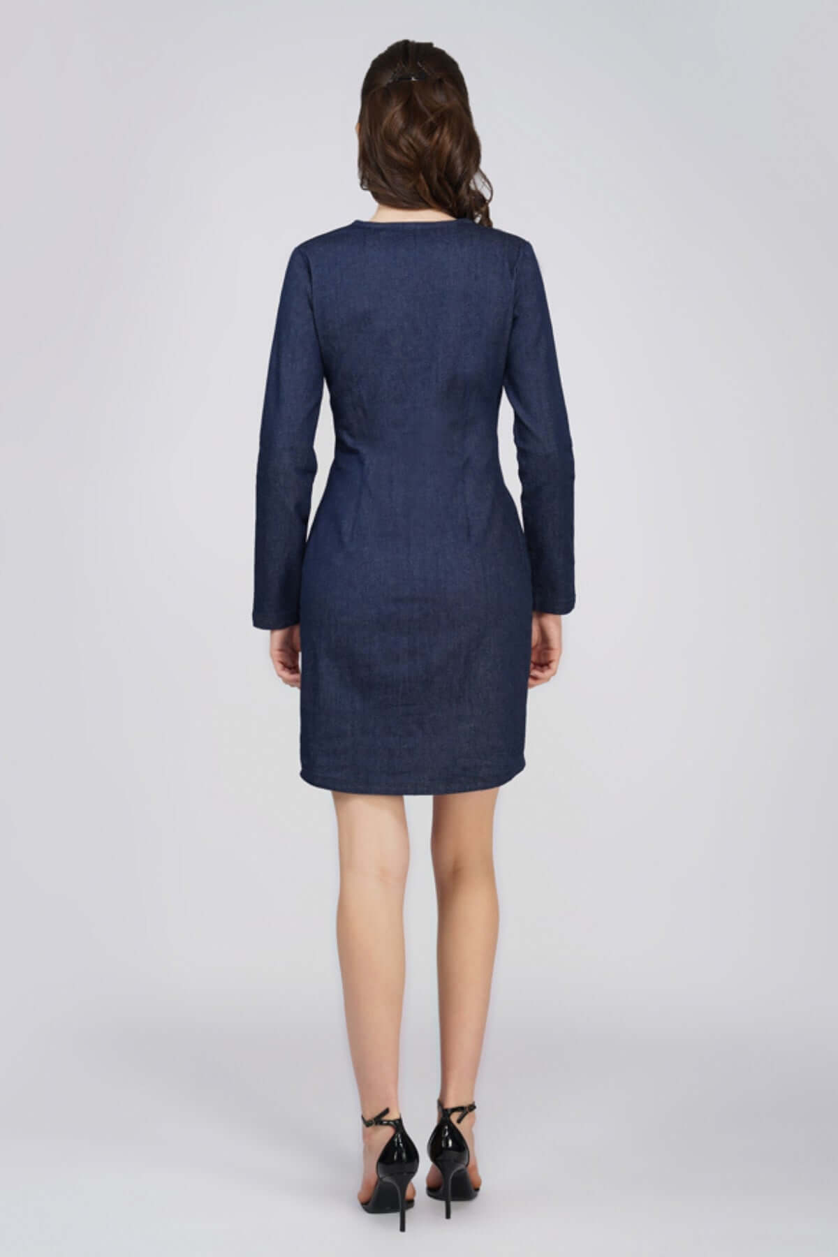 FnW Fleur Denim Dress Blue Tailored Clean Lines Effortless Allure feathernweave FnW