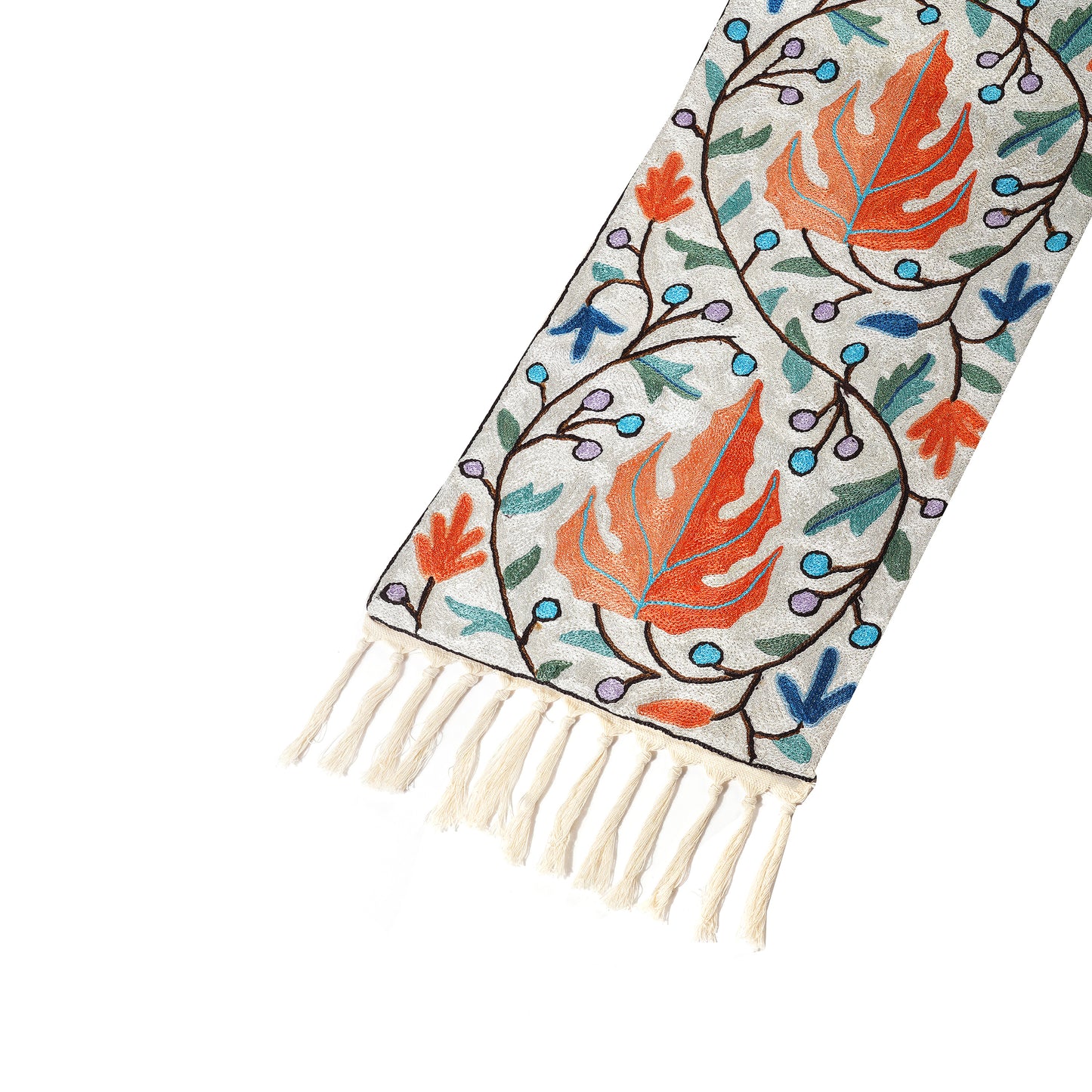 Hand Embroidered Table Runner - Leaves