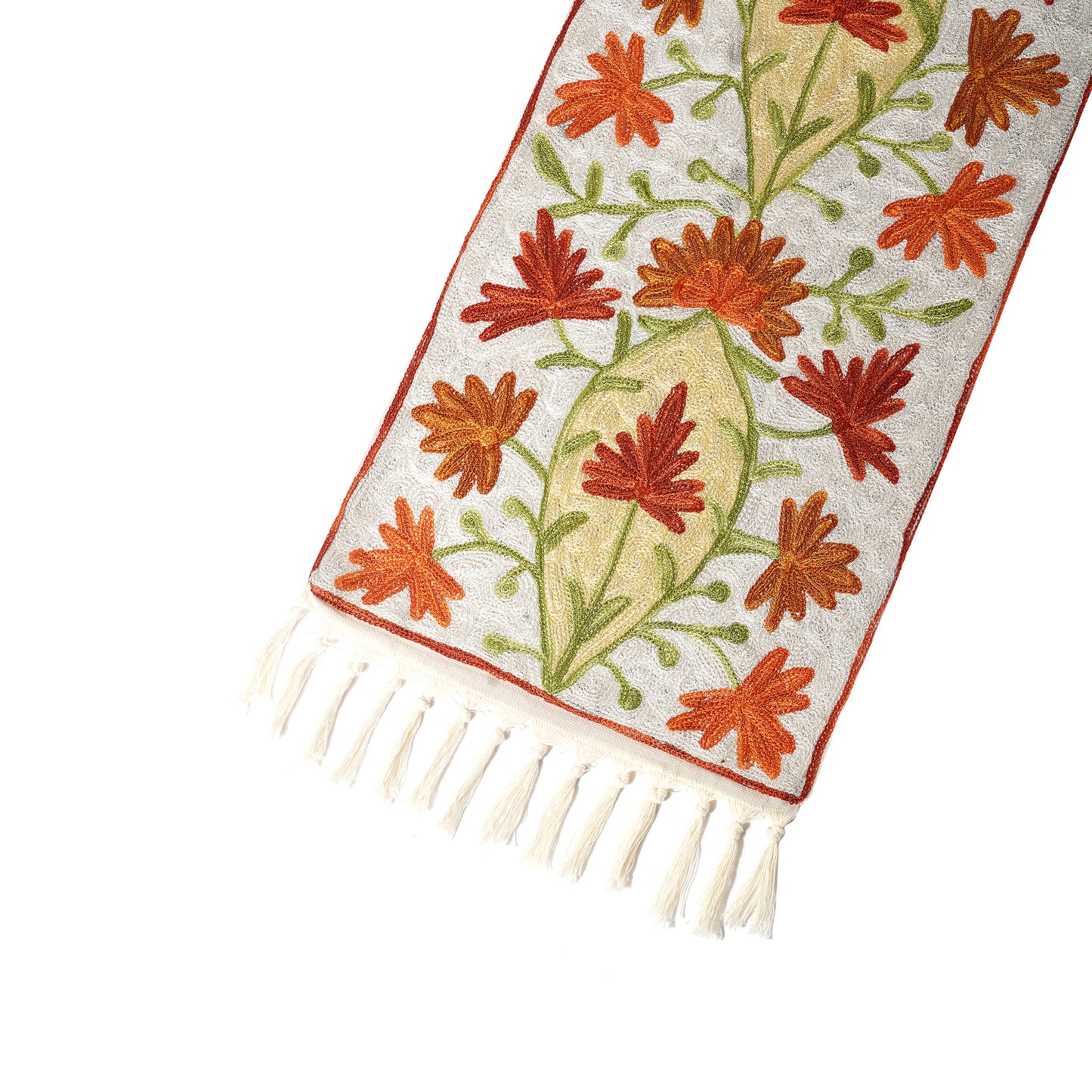 Hand Embroidered Table Runner - Leaves