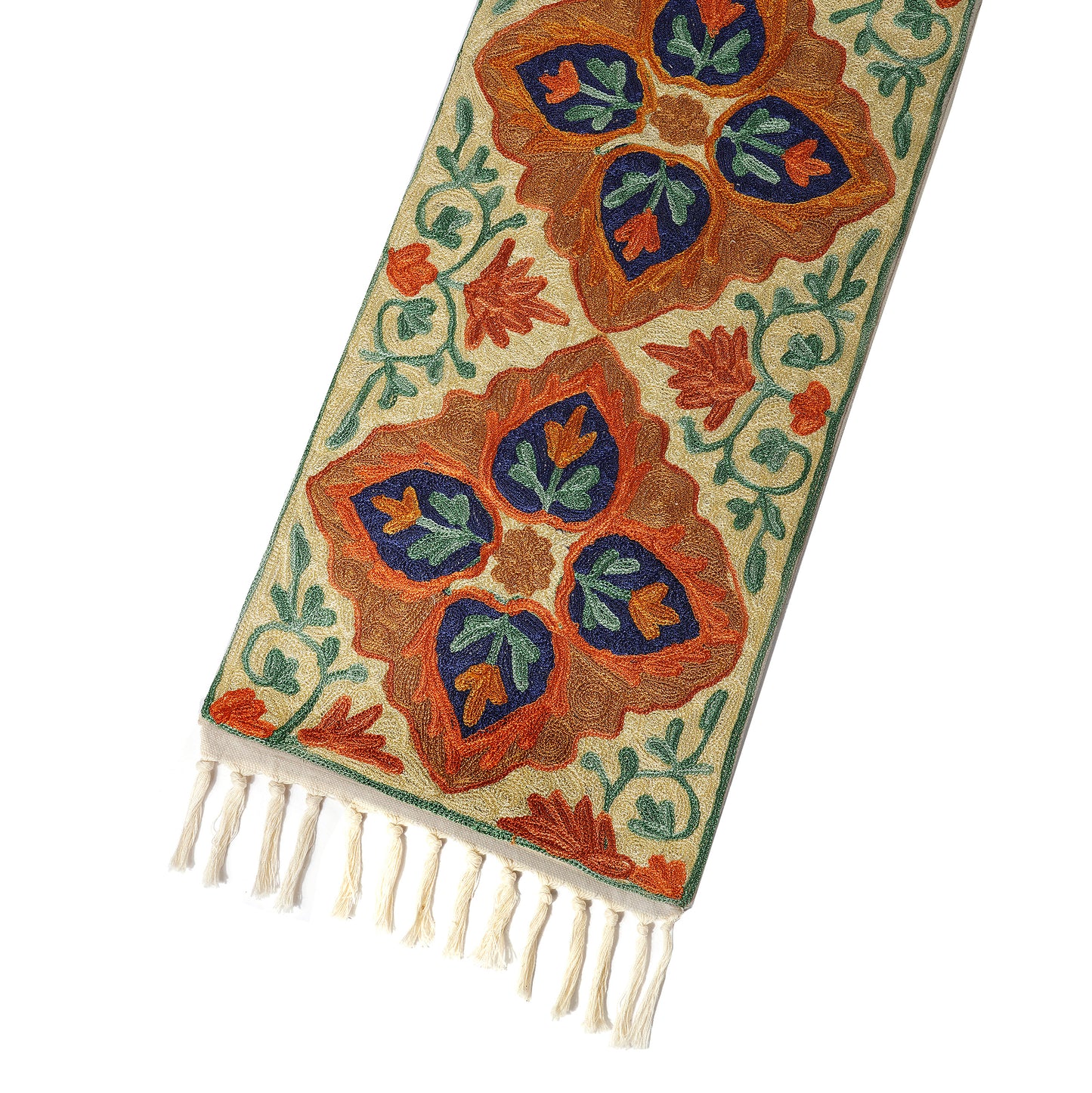 Hand Embroidered Table Runner - Leaves