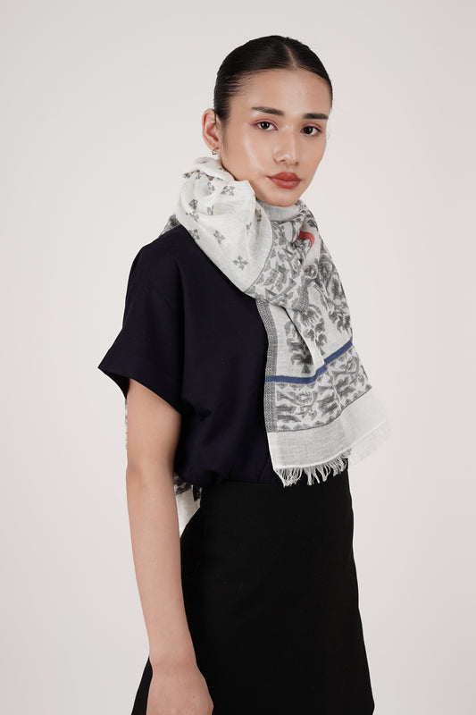 FnW Ivory Eden Scarf Premium Natural Fiber Scarf Signature Drape Boutique Luxury feathernweave FnW