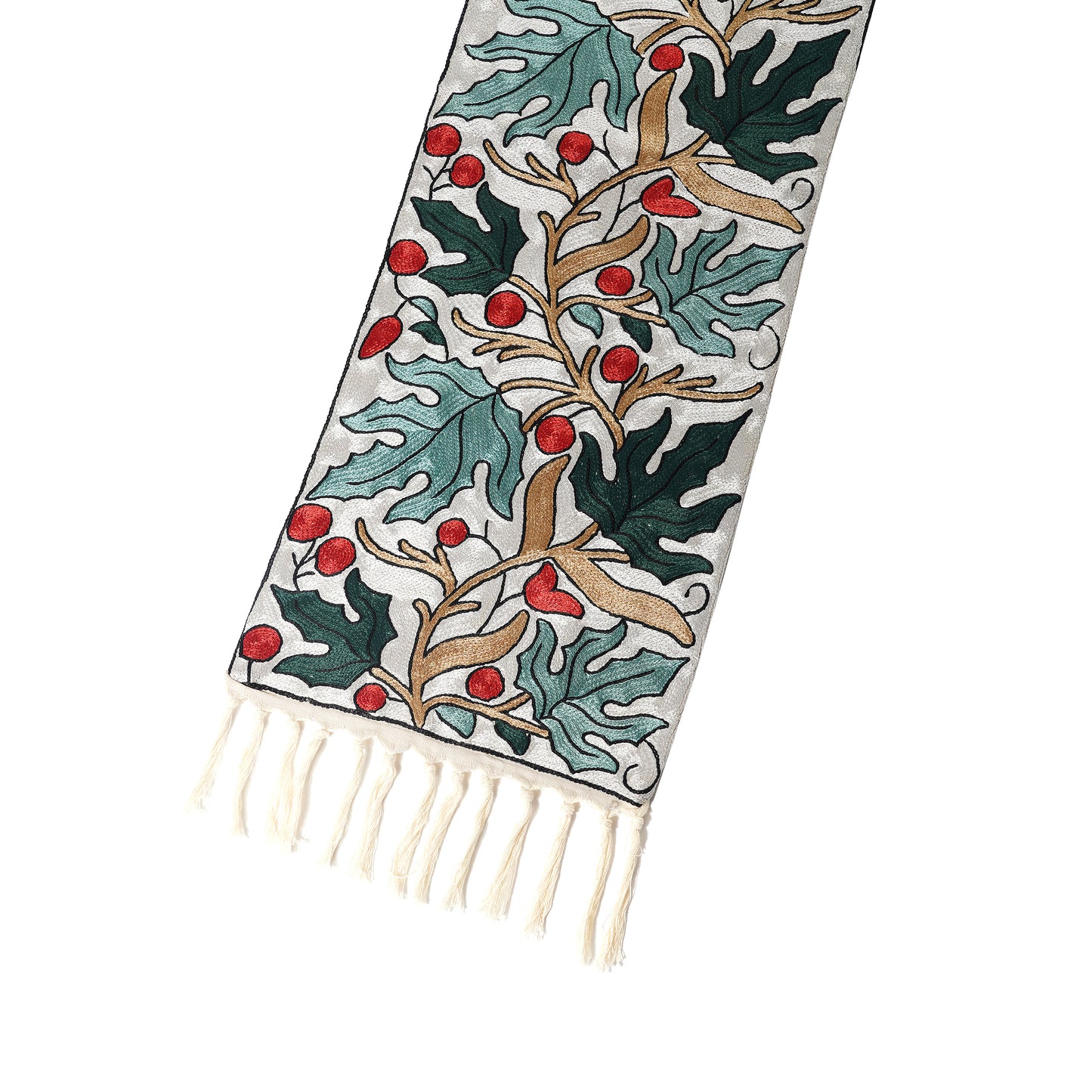 Hand Embroidered Table Runner - Leaves