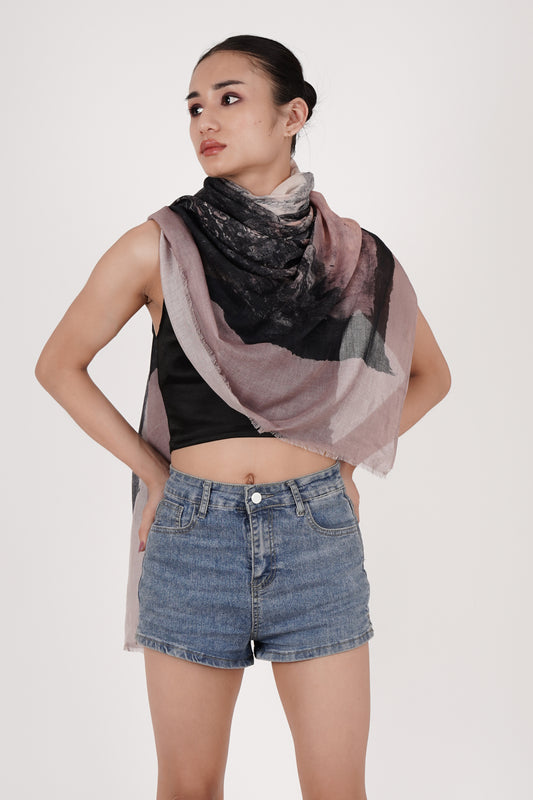 FnW Noirith Scarf Premium Natural Fiber Scarf Signature Drape Boutique Luxury feathernweave FnW