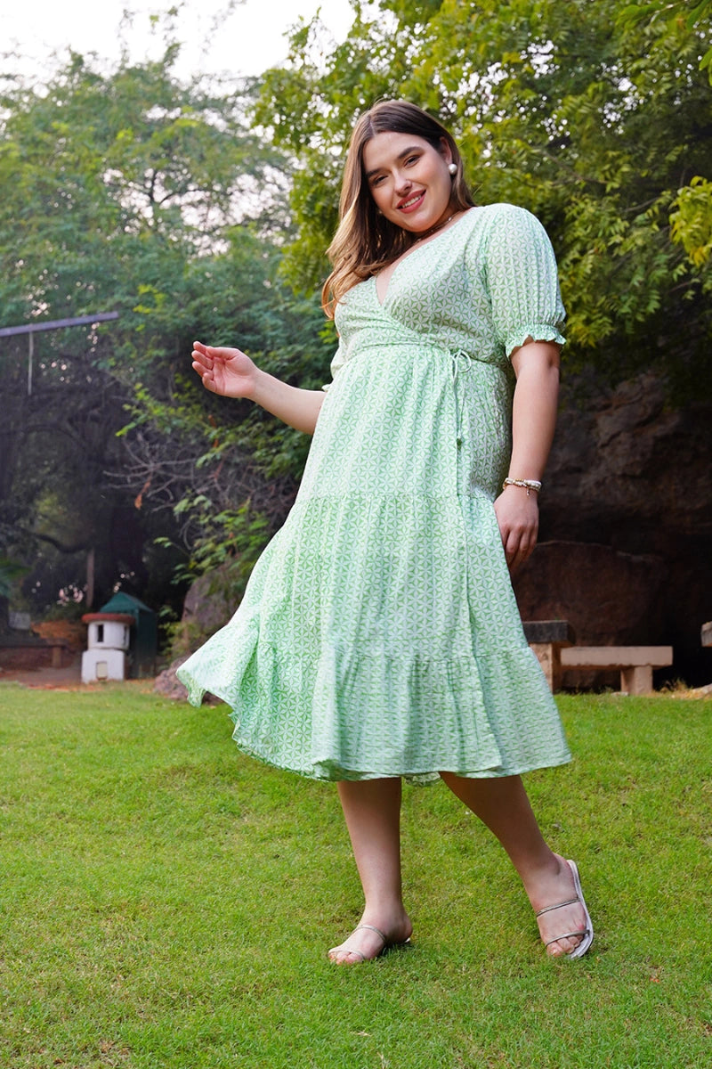 Cotton midi dress with sleeves – flowing look