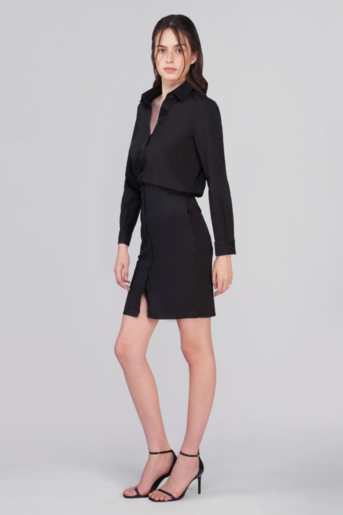 Rubi Black Cotton Shirt Dress