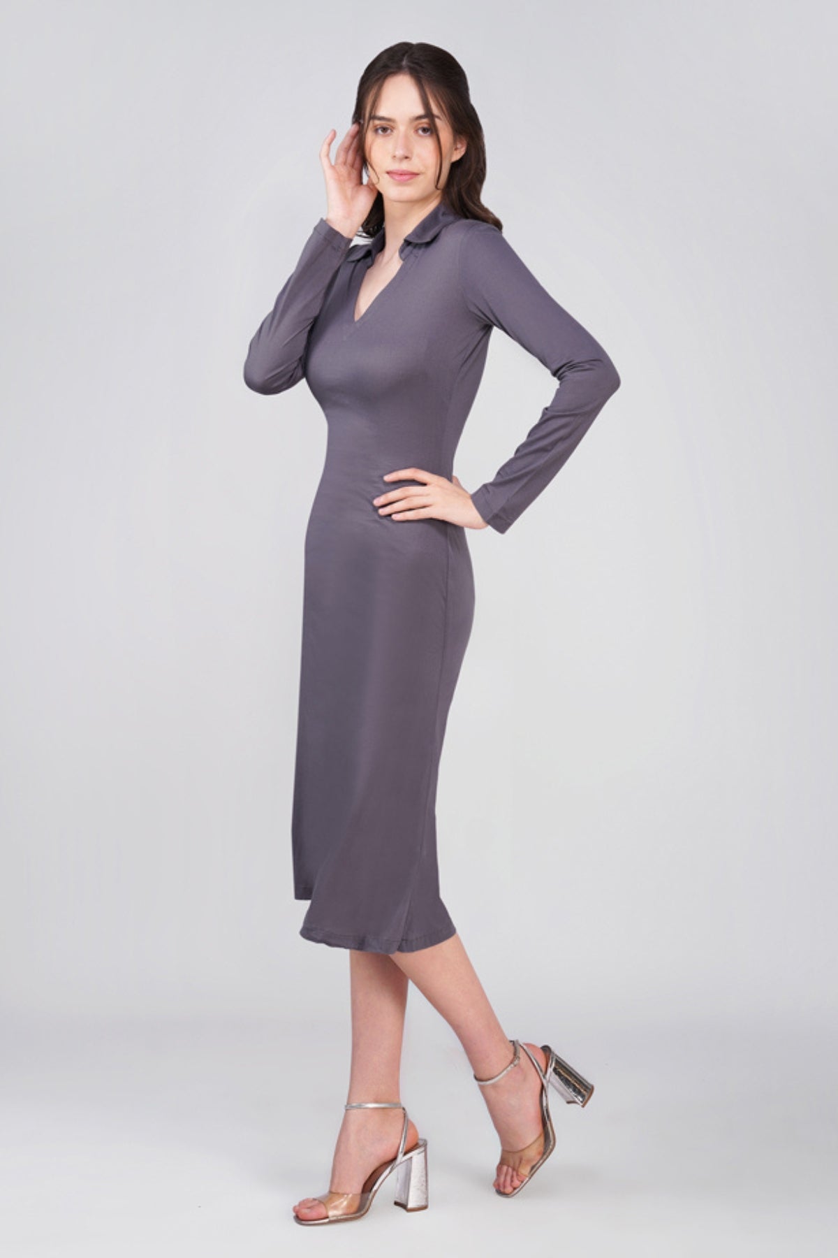 Sofia Grey Cotton Dress