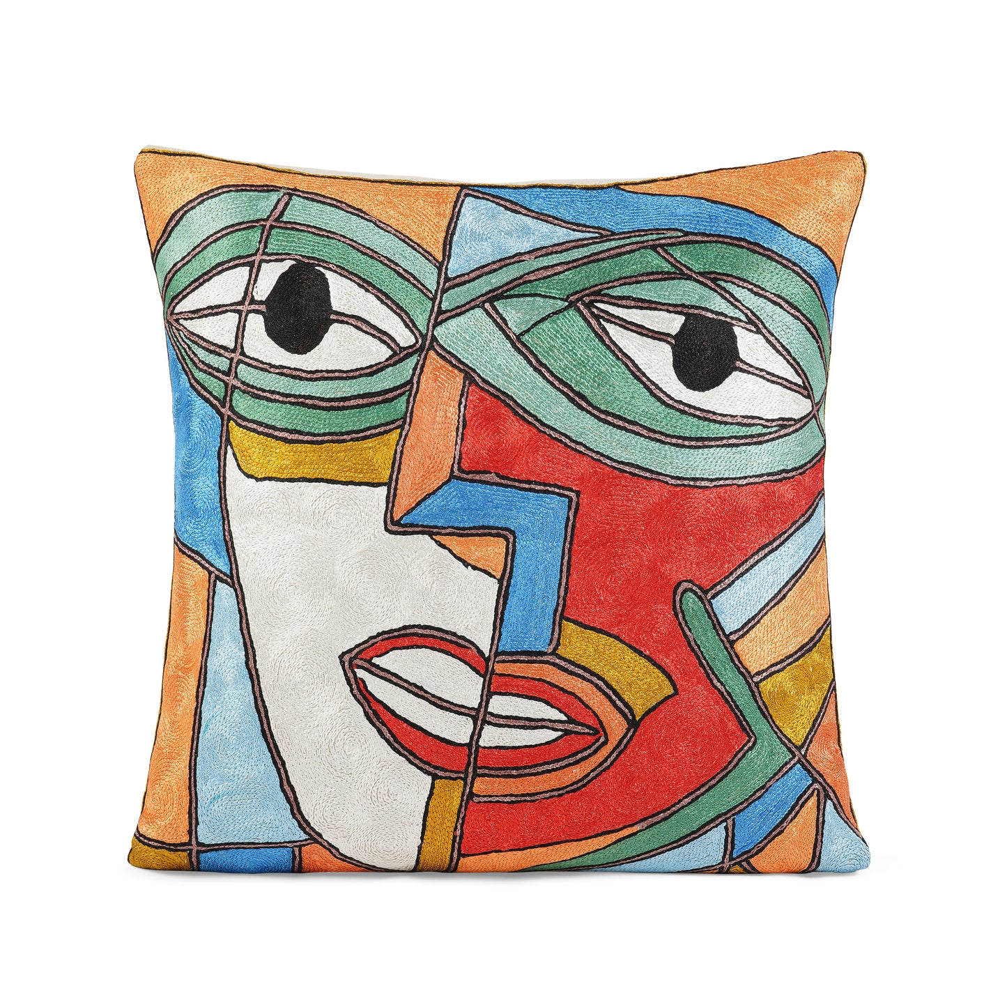 Dual Soul Abstract Face Cushion Cover
