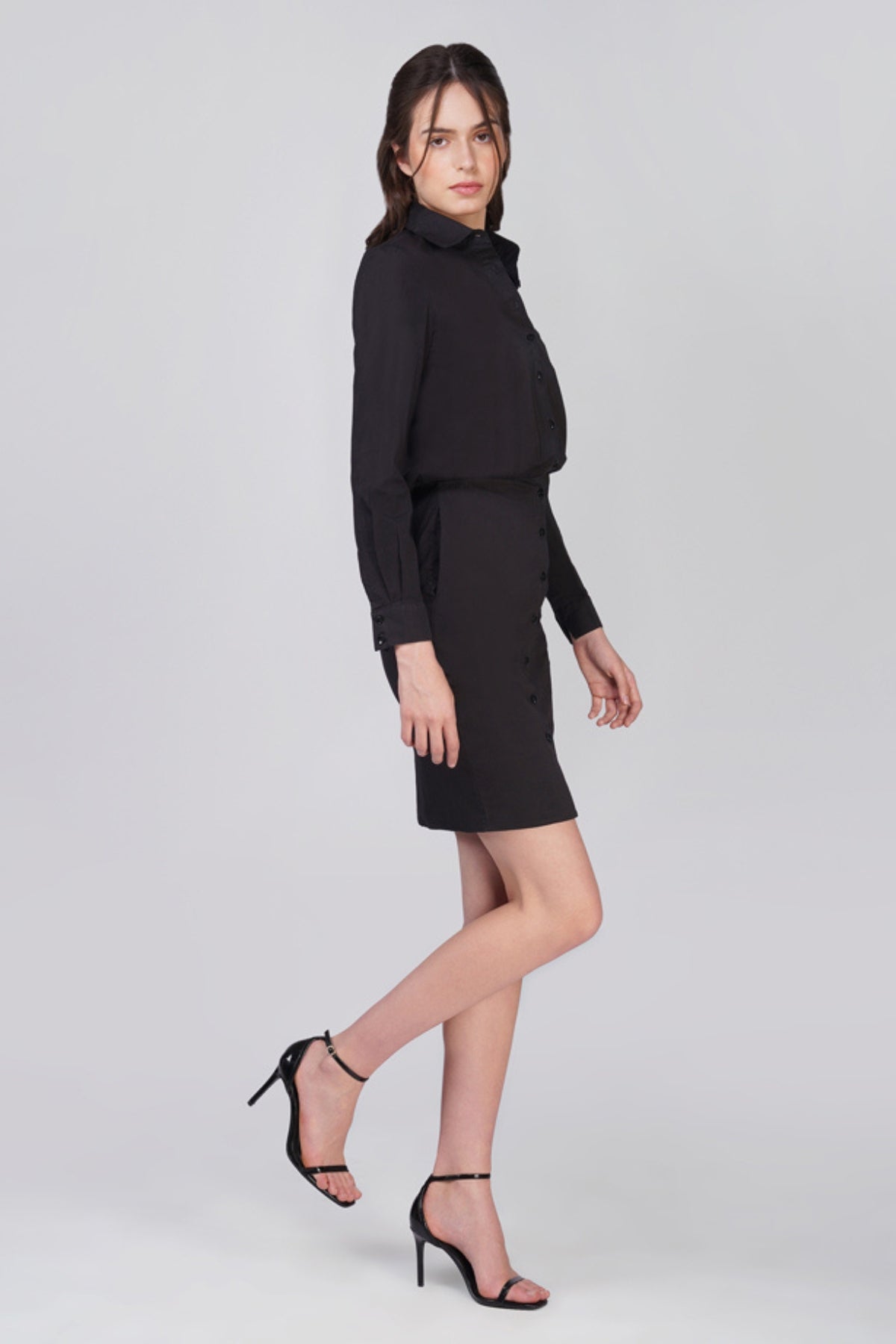 Rubi Black Cotton Shirt Dress