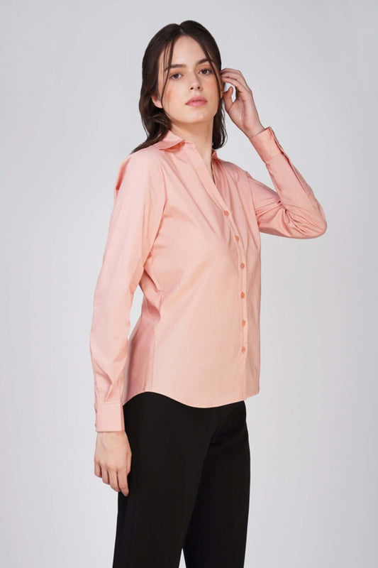 FnW Viona Shirt Pink Supima Cotton Premium Tailored Silhouette feathernweave feathernweave