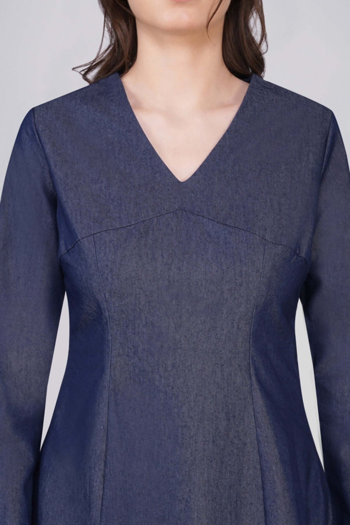 Premium Blue Italian Cotton Denim Detail Noir Dress Boutique Quality feathernweave FnW