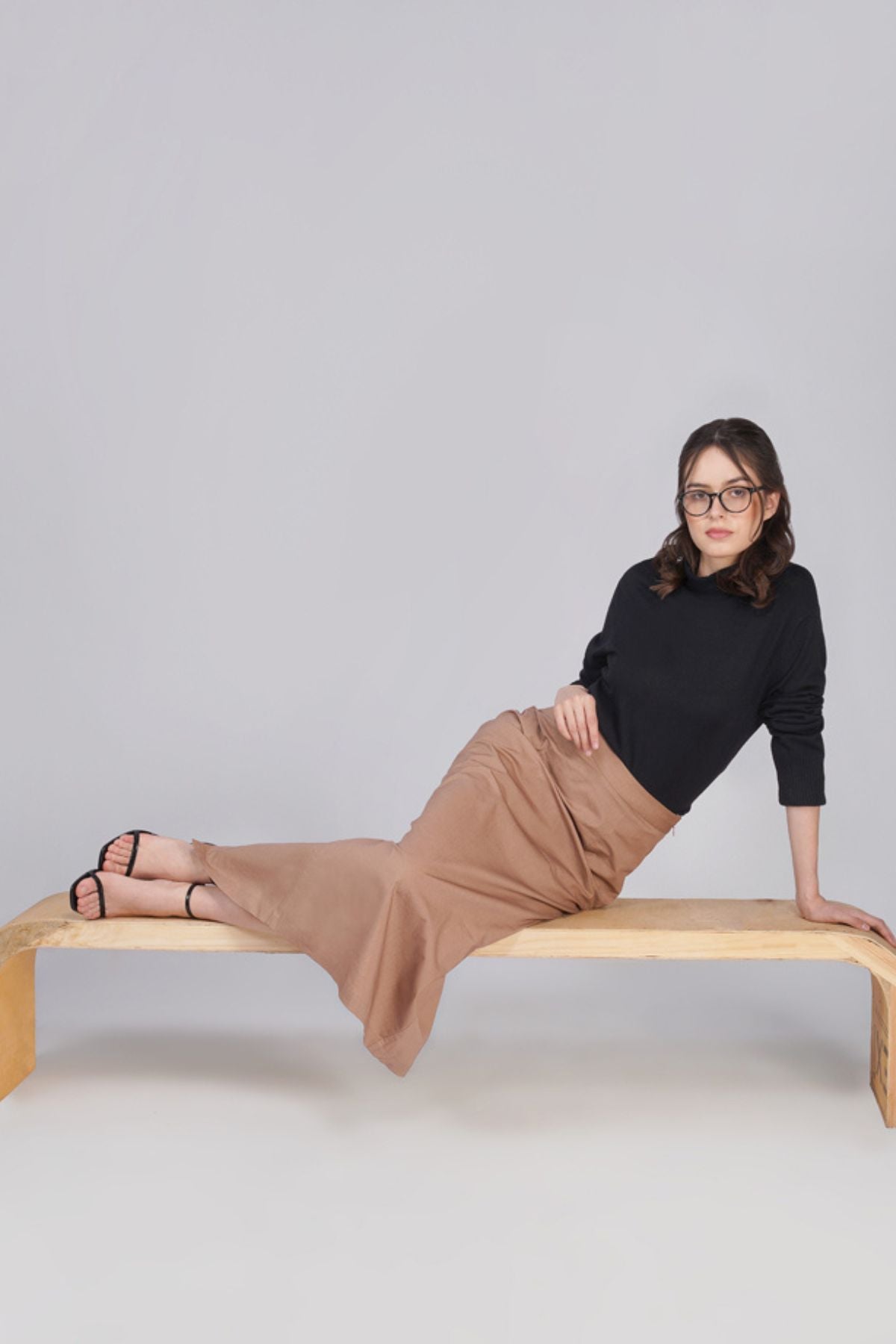 Liara Brown Cotton Skirt
