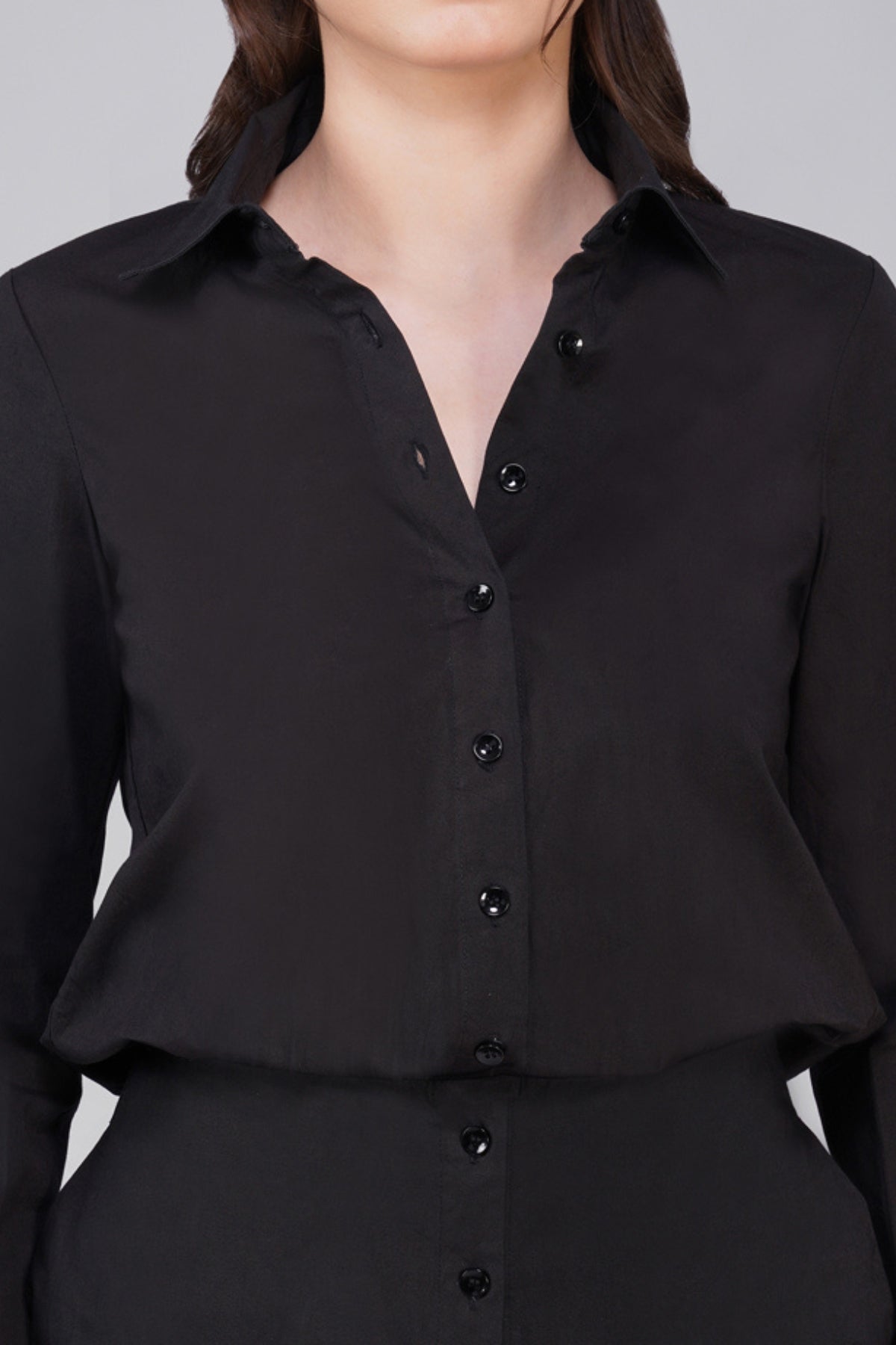 Rubi Black Cotton Shirt Dress