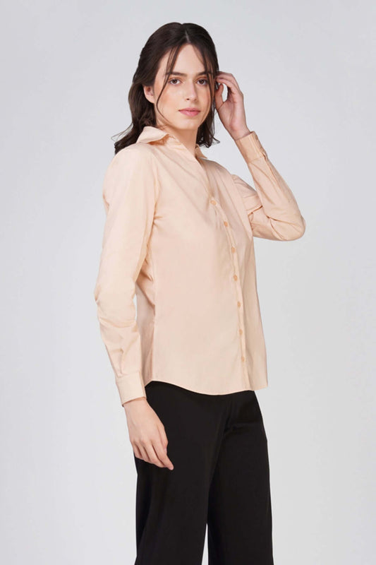 FnW Viona Shirt Beige Supima Cotton Premium Tailored Silhouette feathernweave feathernweave