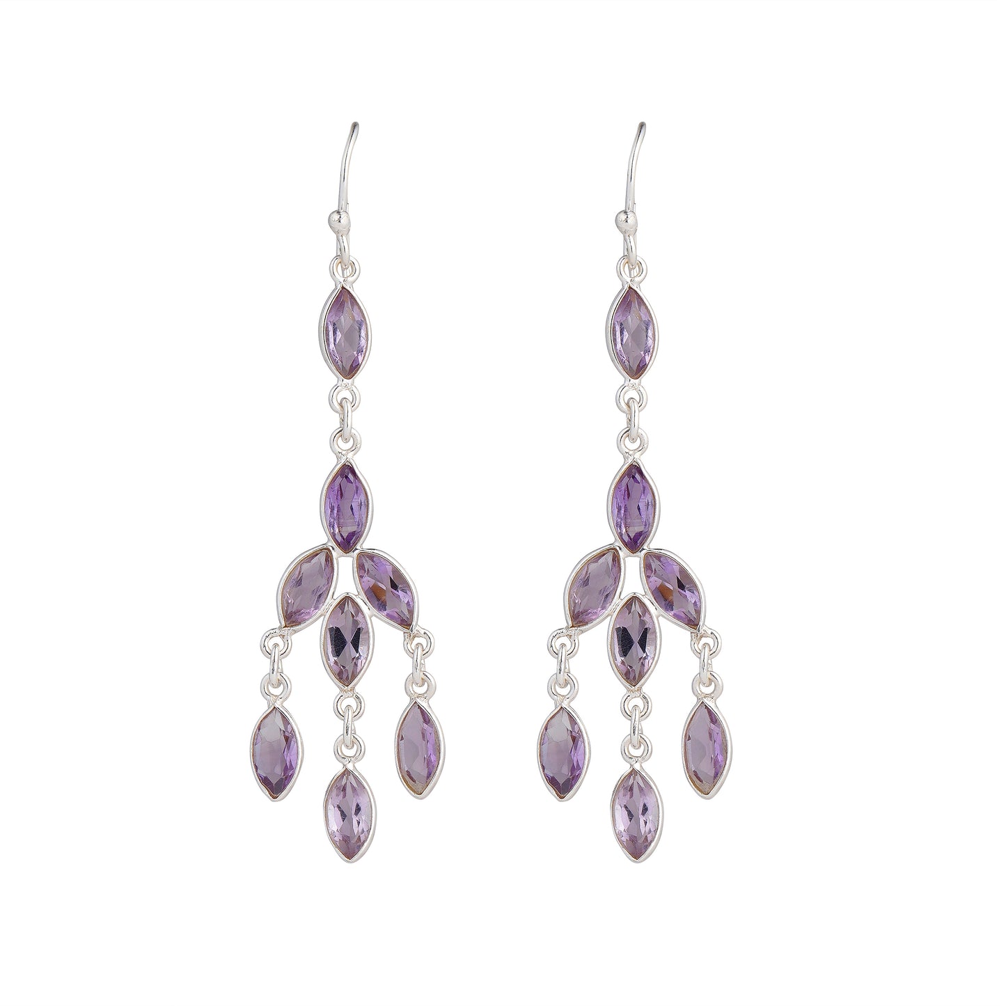 925 Sterling Silver Earrings - Amethyst Stone