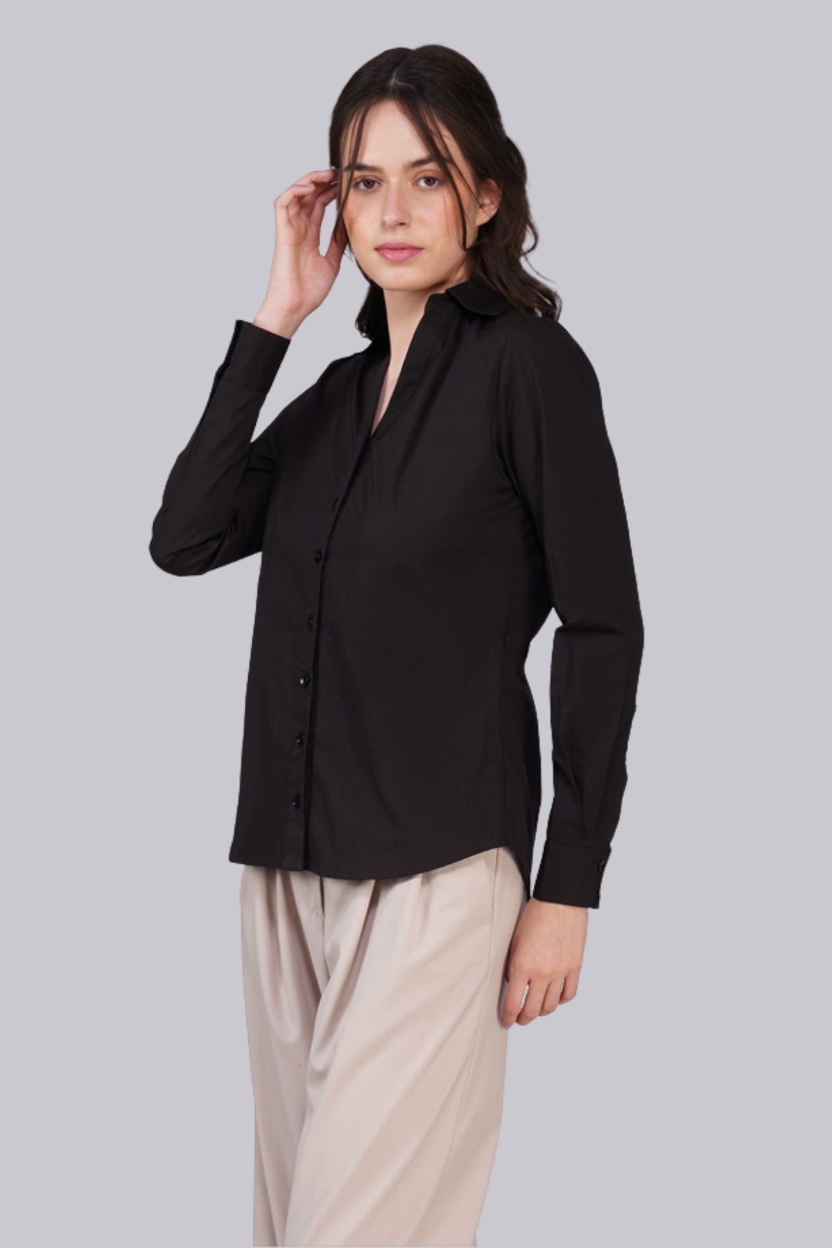 Viona Black Cotton Shirt