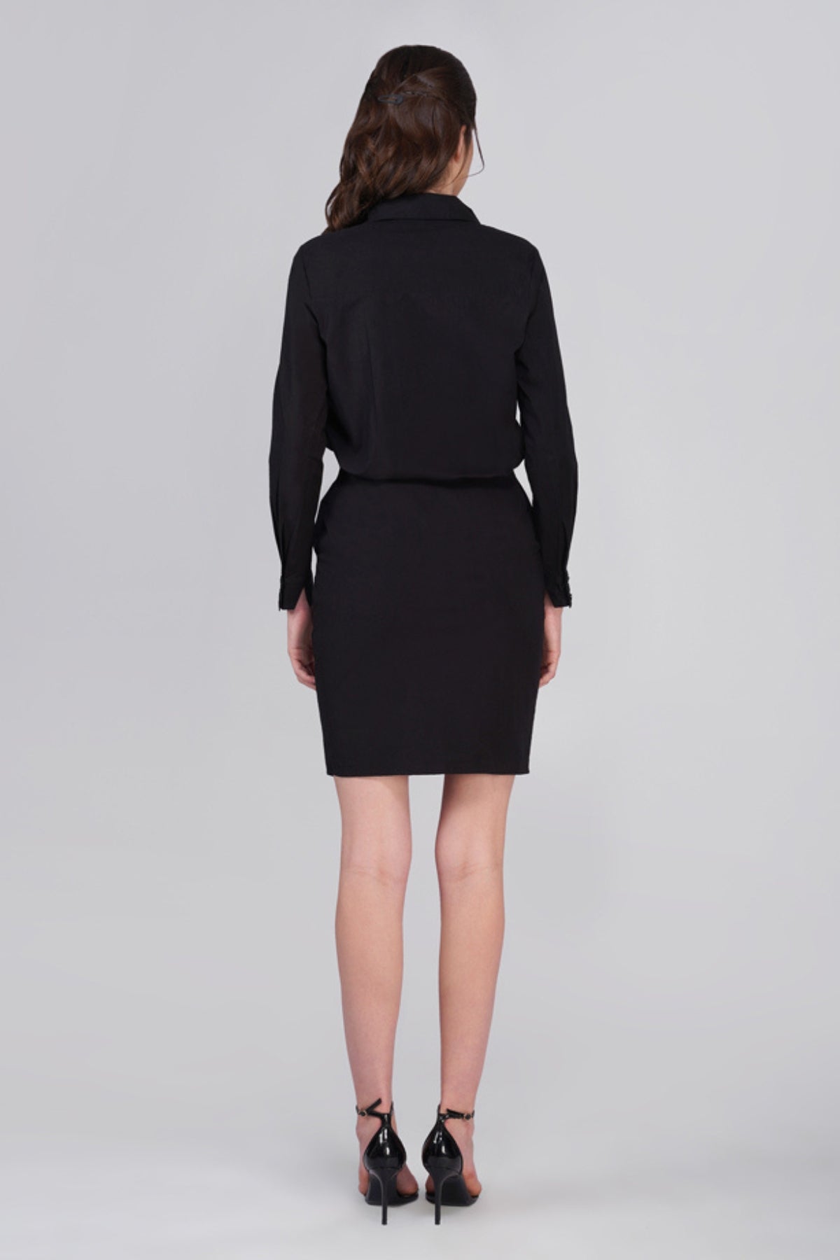 Rubi Black Cotton Shirt Dress