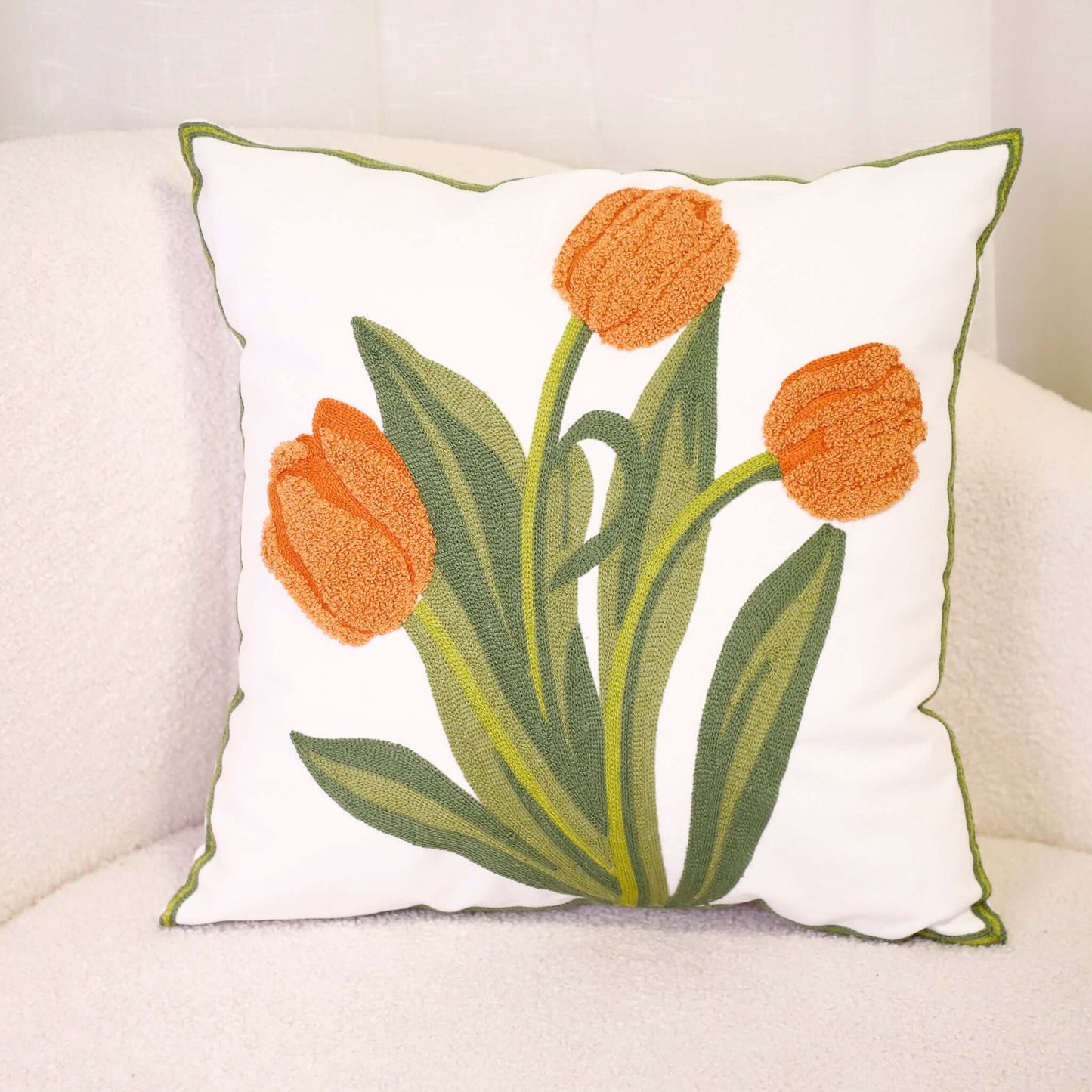 FnW Tulique Cushion Cover Machine Embroidered Cushion Cover Intricate Precision Design feathernweave FnW