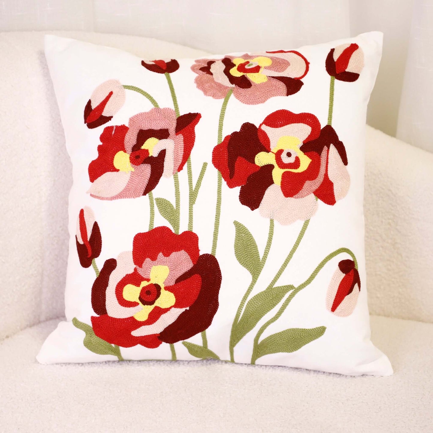 FnW Fleur Cushion Cover Machine Embroidered Cushion Cover Intricate Precision Design feathernweave FnW