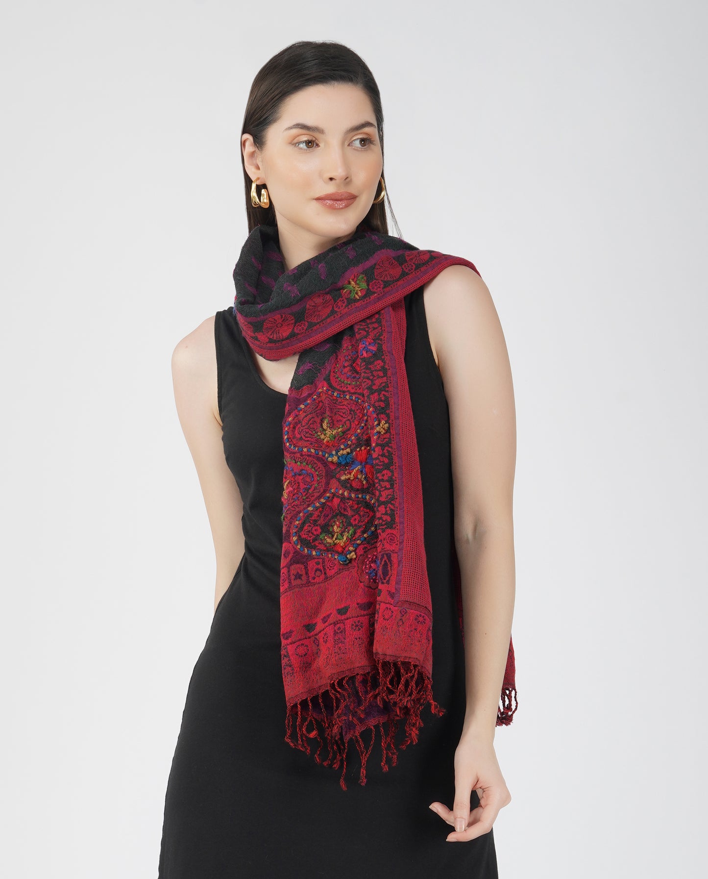Crimson Bloom Scarf