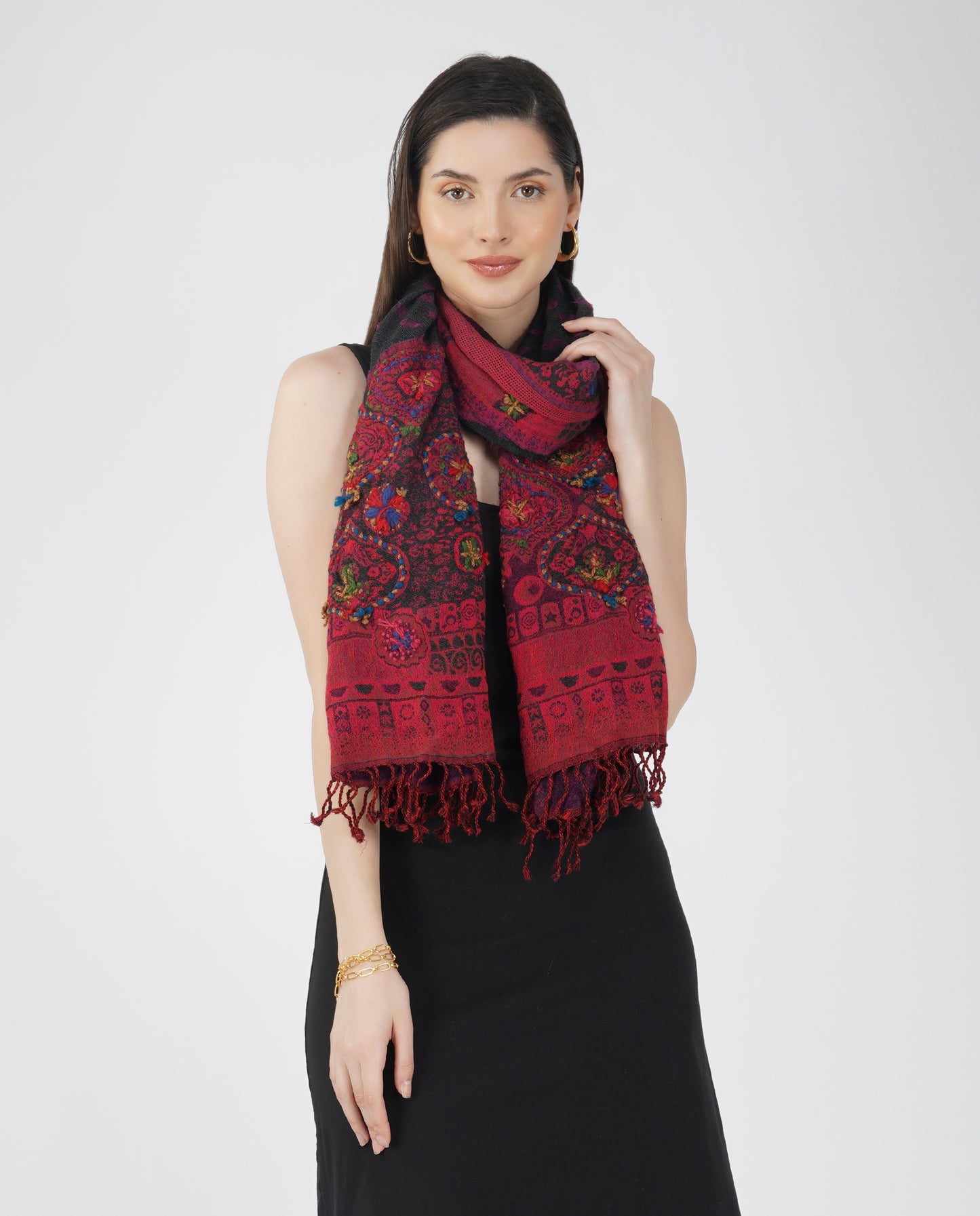 Crimson Bloom Scarf