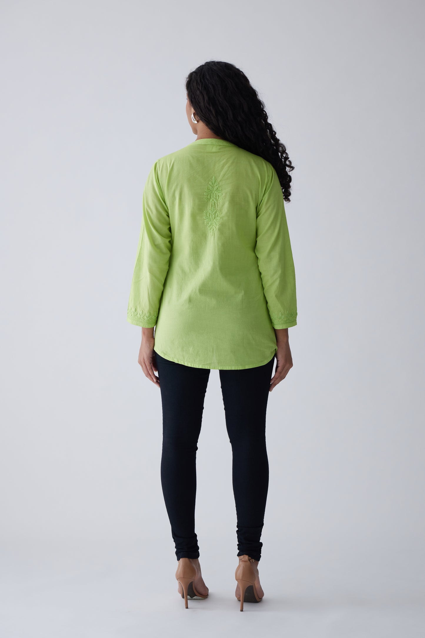 Camilla Cotton Full Sleeves Top - Green