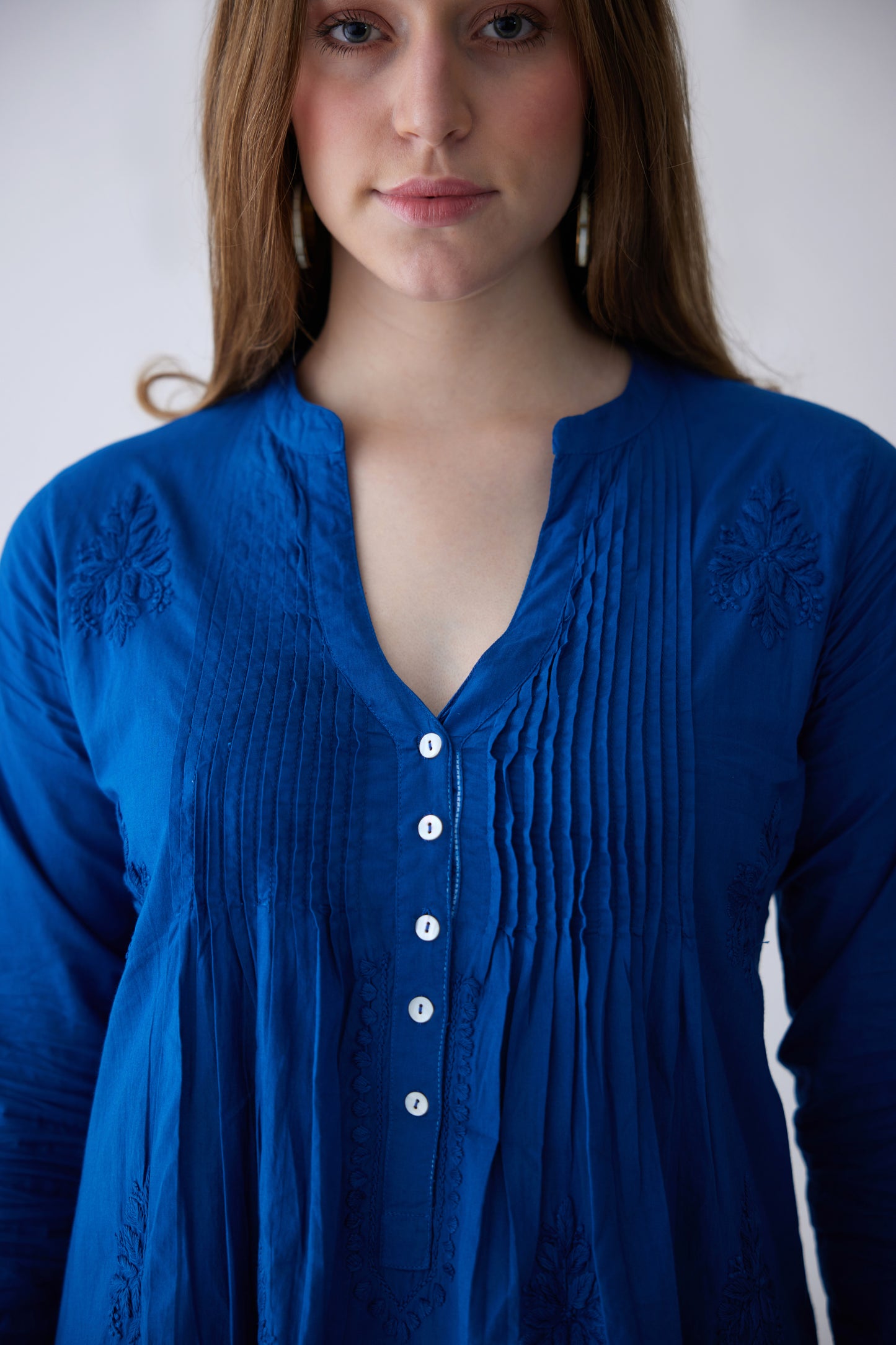 Camilla Cotton Full Sleeves Top - Blue