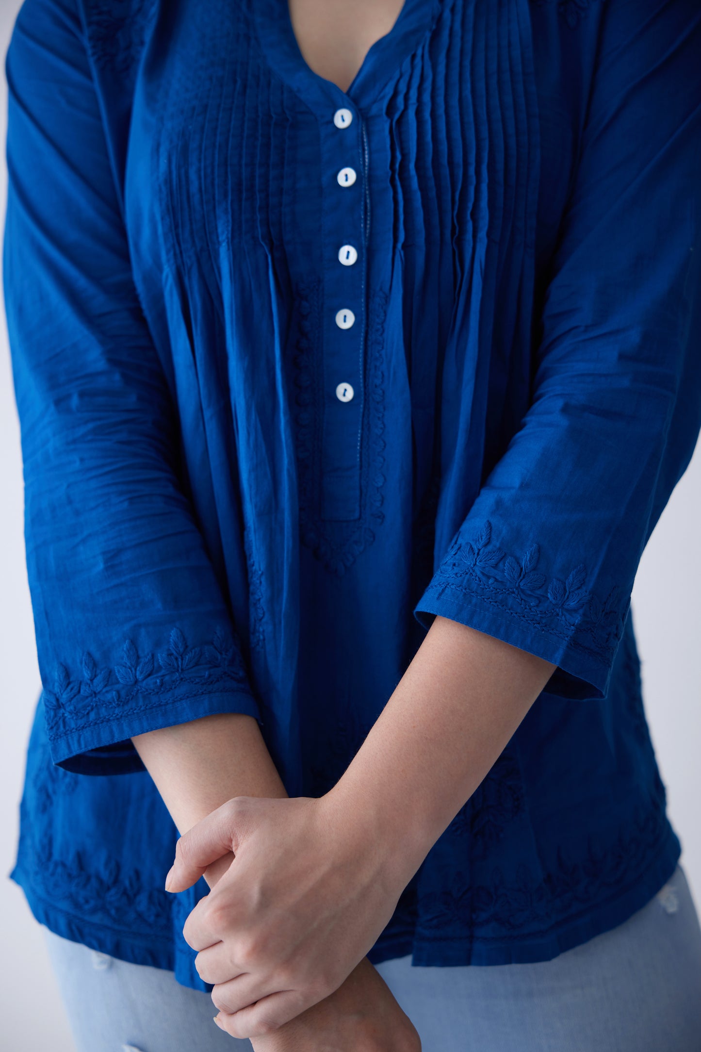 Camilla Cotton Full Sleeves Top - Blue