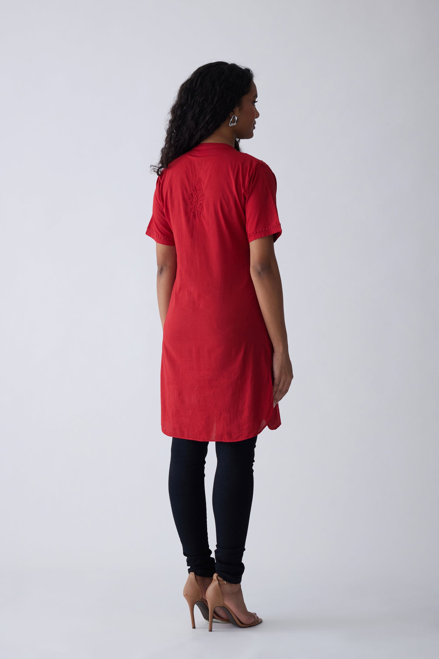 Kali Cotton Half Sleeve Top - Red