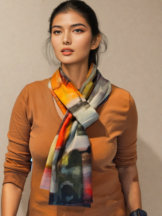 FnW Cadence Scarf Premium Natural Fiber Scarf Signature Drape Boutique Luxury feathernweave FnW