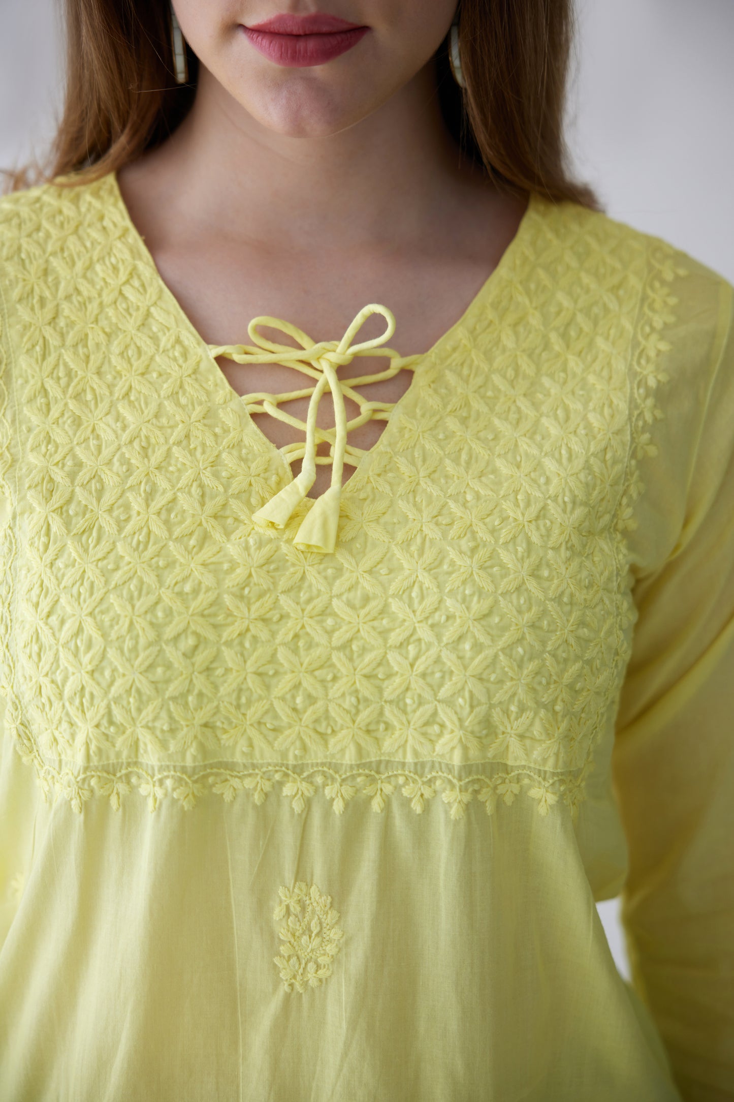 Kara Cotton Full Sleeves Top - Yellow