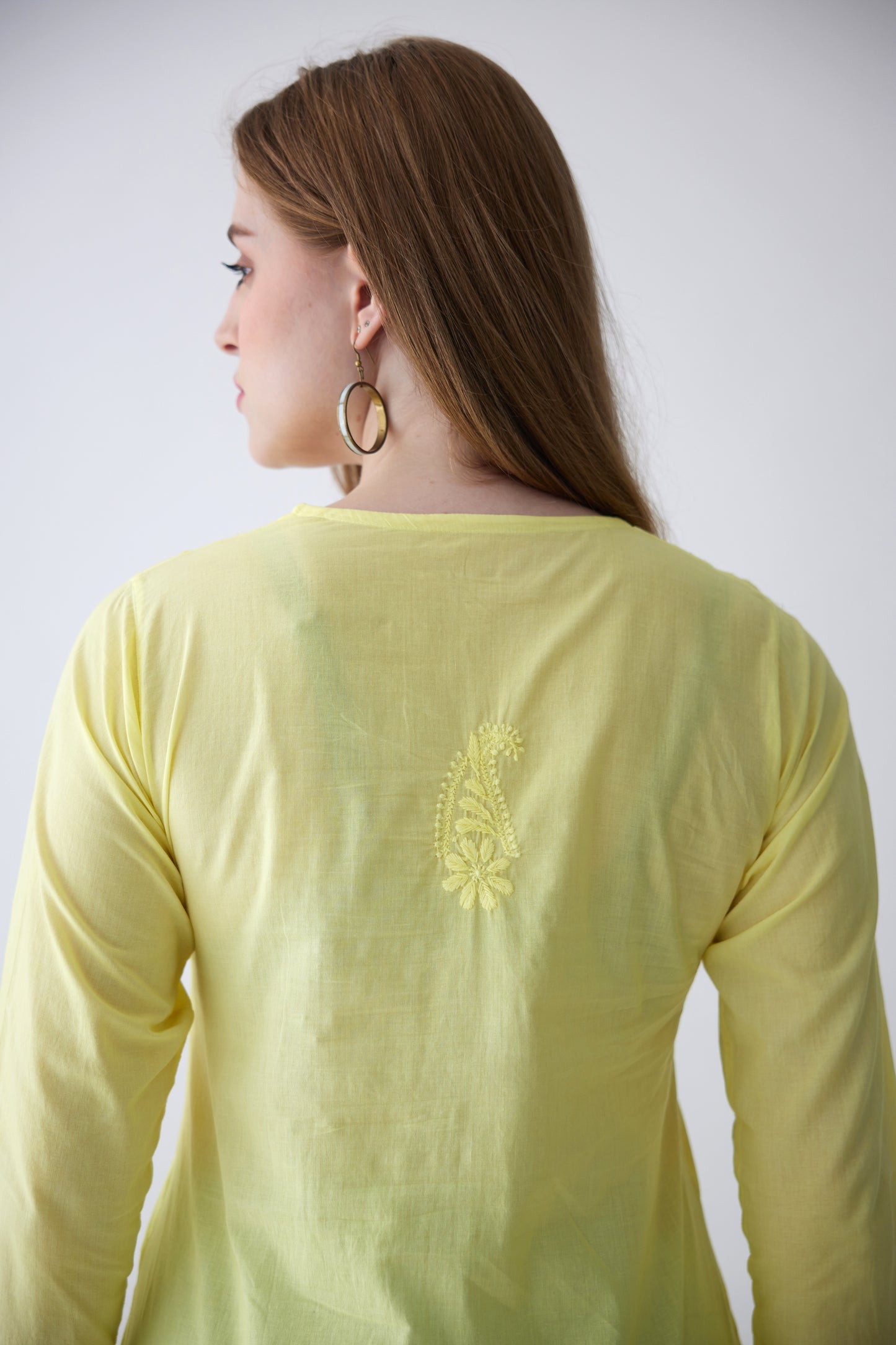 Kara Cotton Full Sleeves Top - Yellow