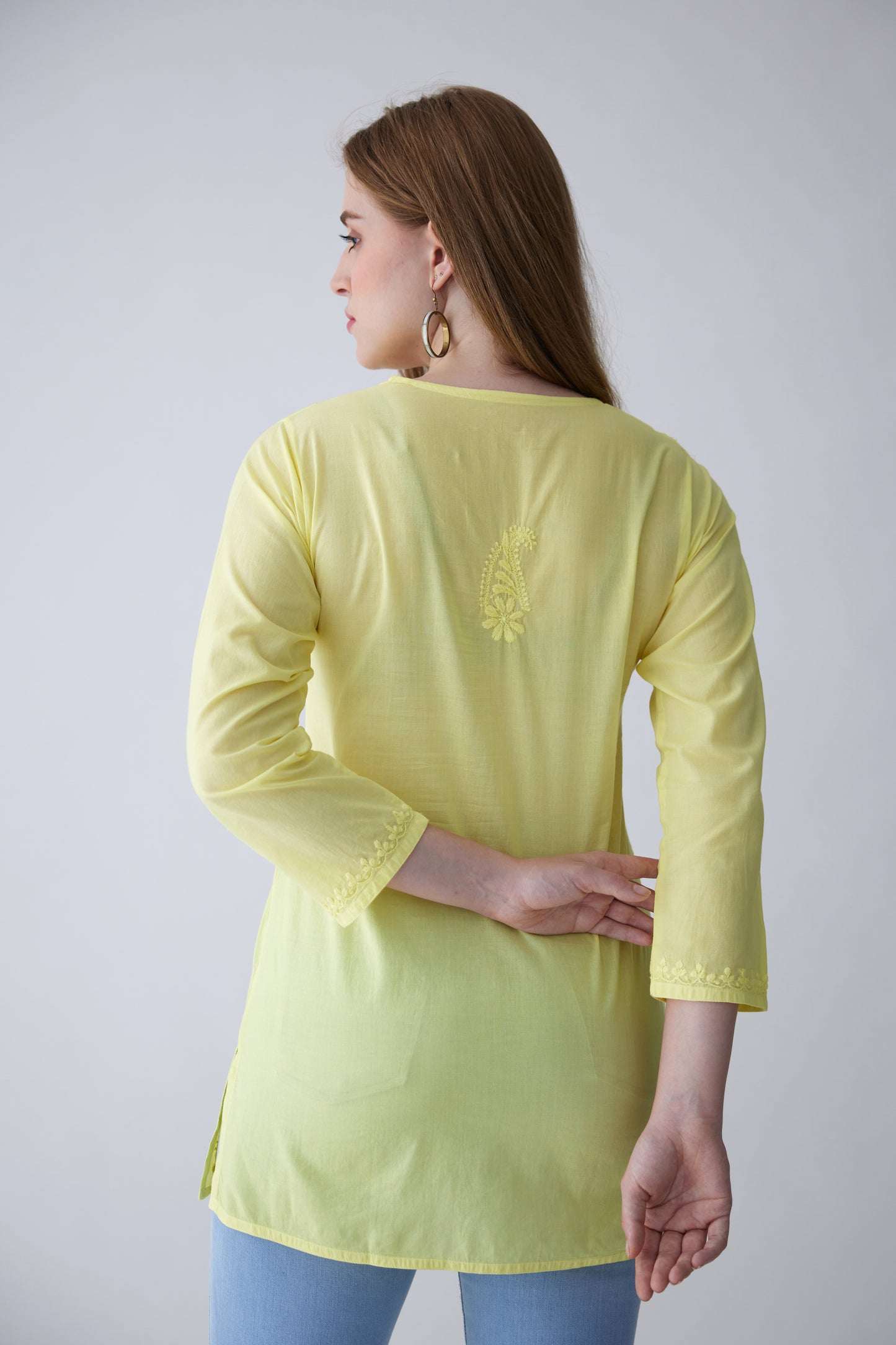 Kara Cotton Full Sleeves Top - Yellow