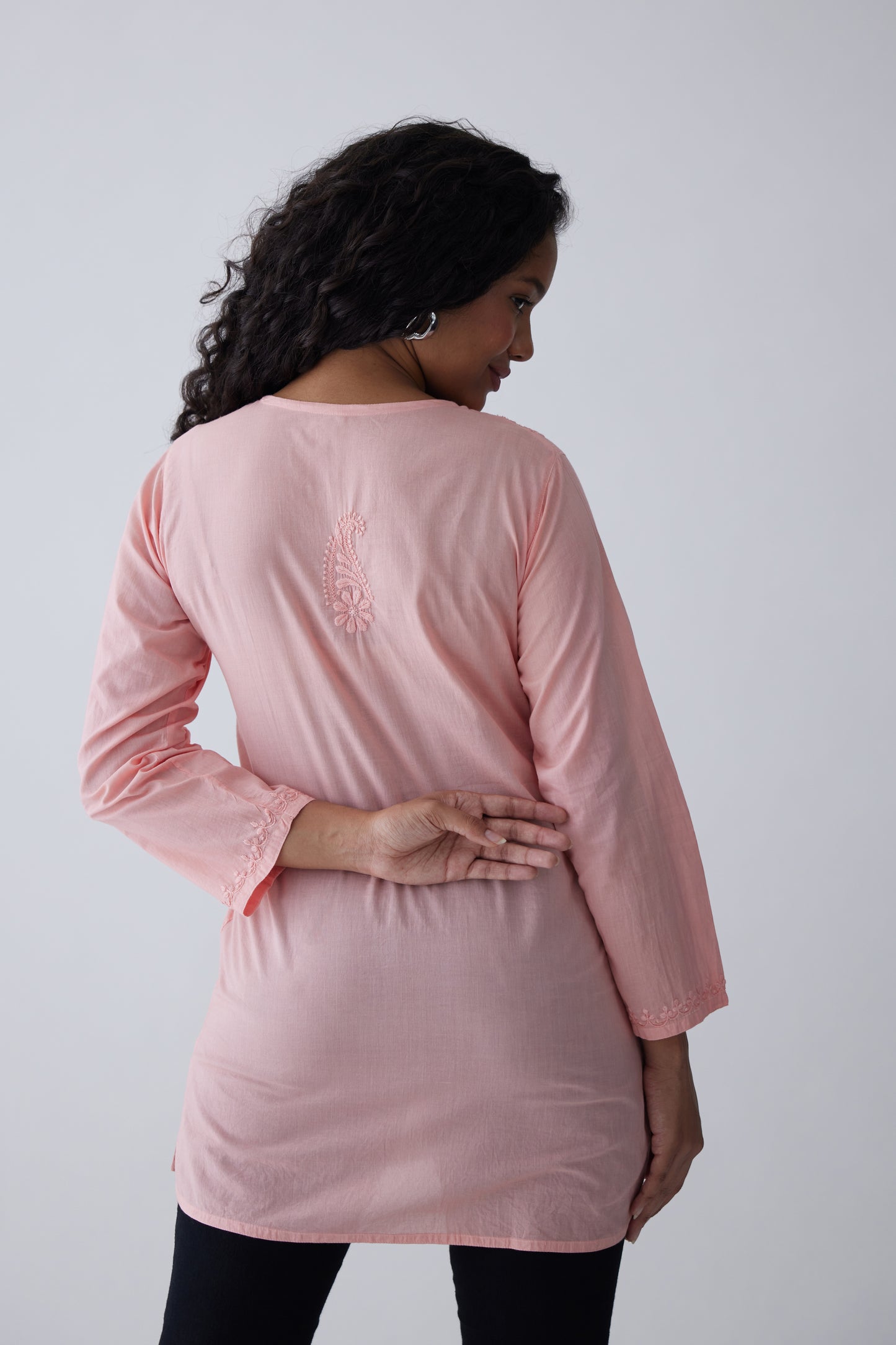 Kara Cotton Full Sleeves Top - Pink