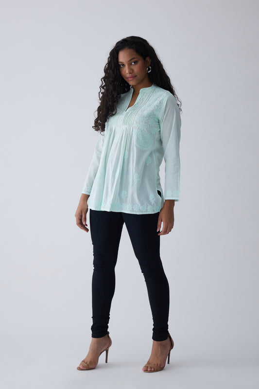 Sia Cotton Full Sleeves Top - Light Green