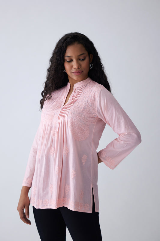 Sia Cotton Full Sleeves Top - Pink