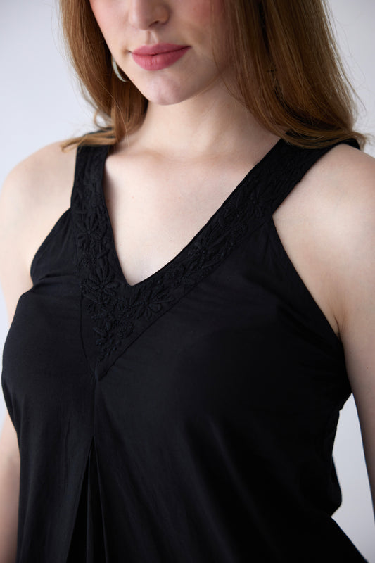 Bella Cotton Sleeveless Top - Black