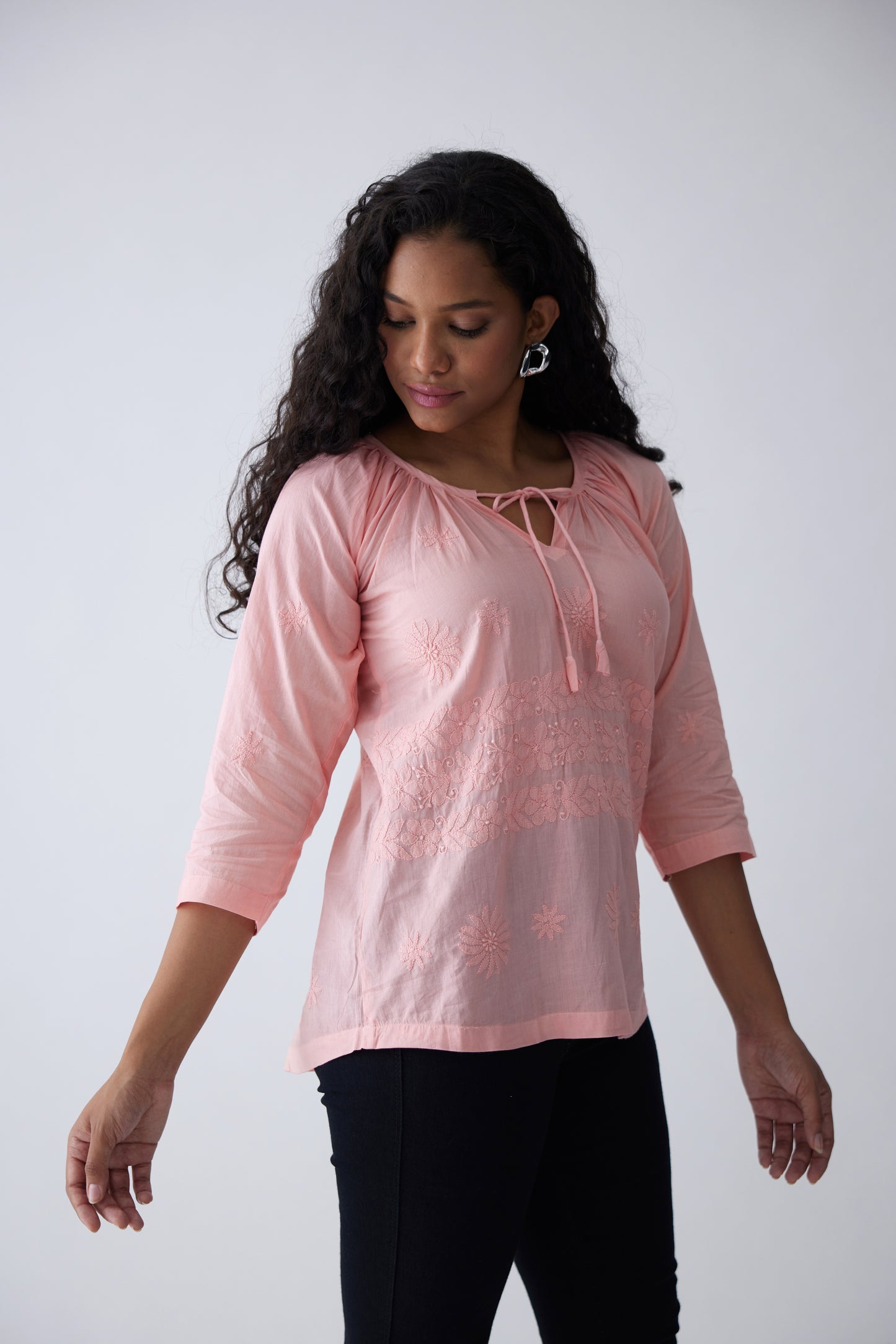 Alia Cotton Full Sleeves Top - Pink