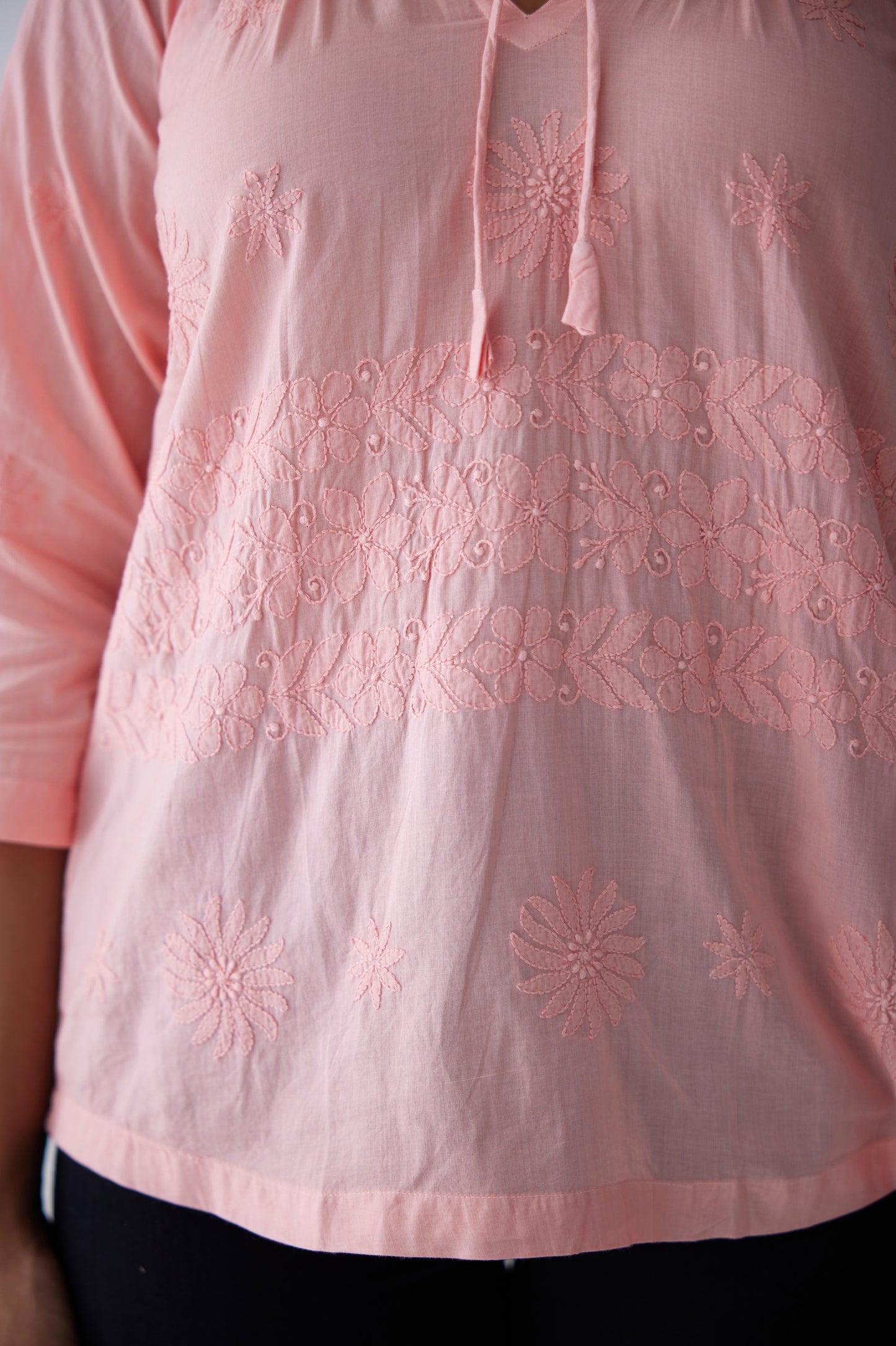 Alia Cotton Full Sleeves Top - Pink