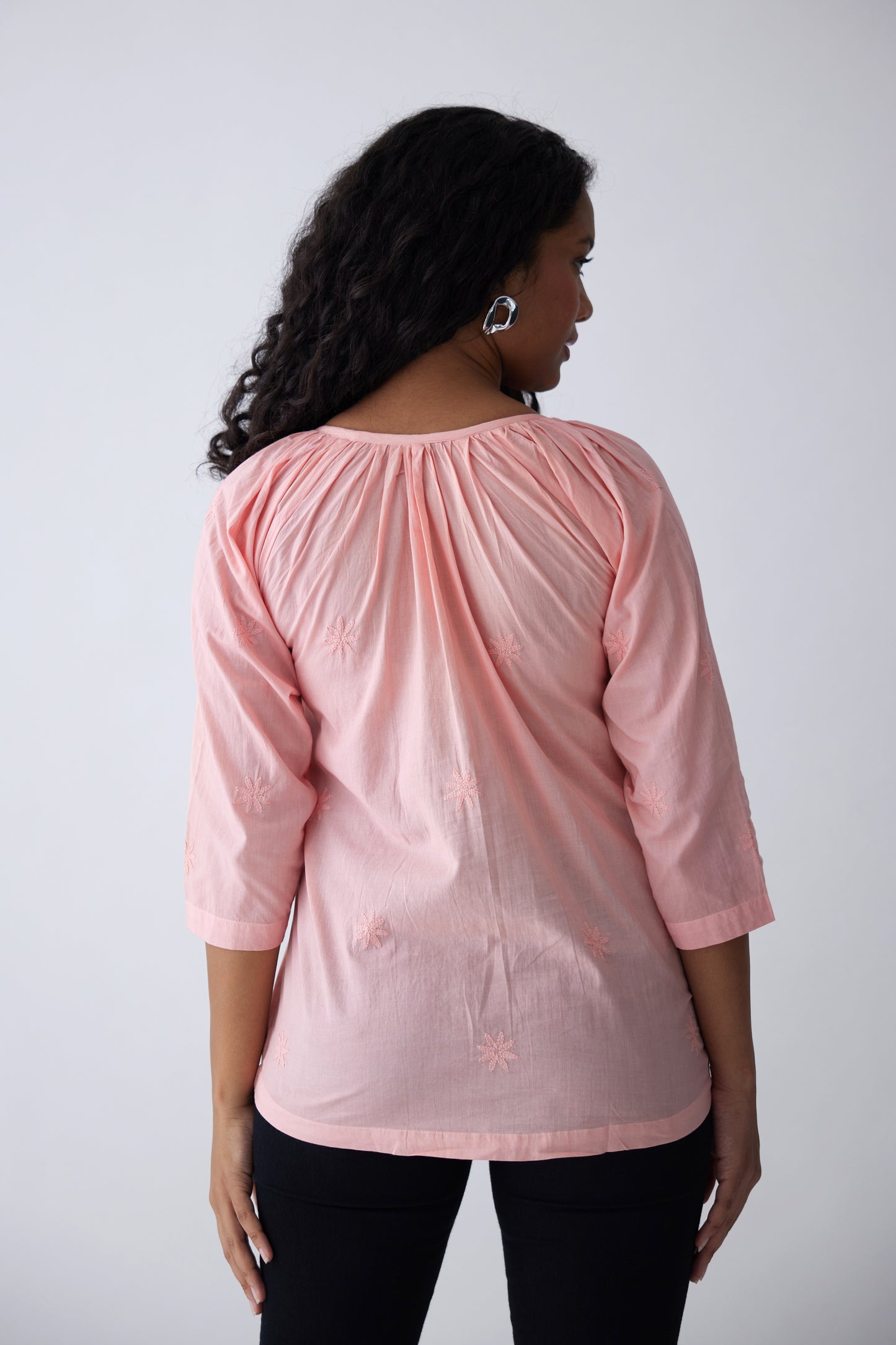 Alia Cotton Full Sleeves Top - Pink