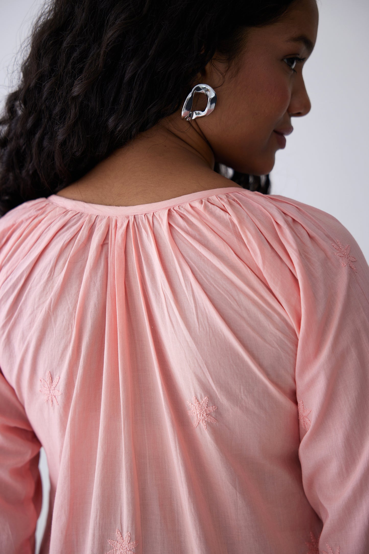 Alia Cotton Full Sleeves Top - Pink