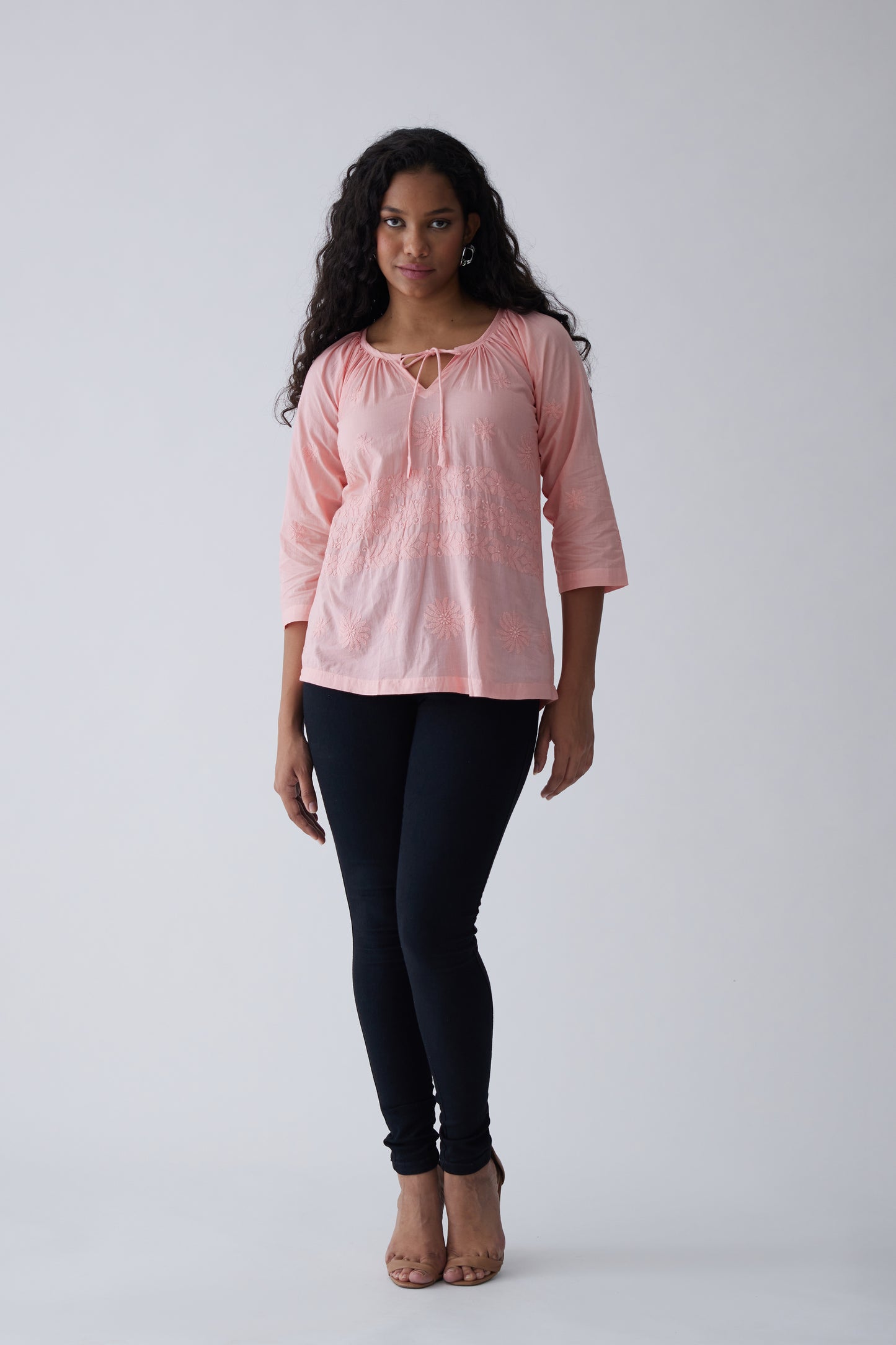 Alia Cotton Full Sleeves Top - Pink