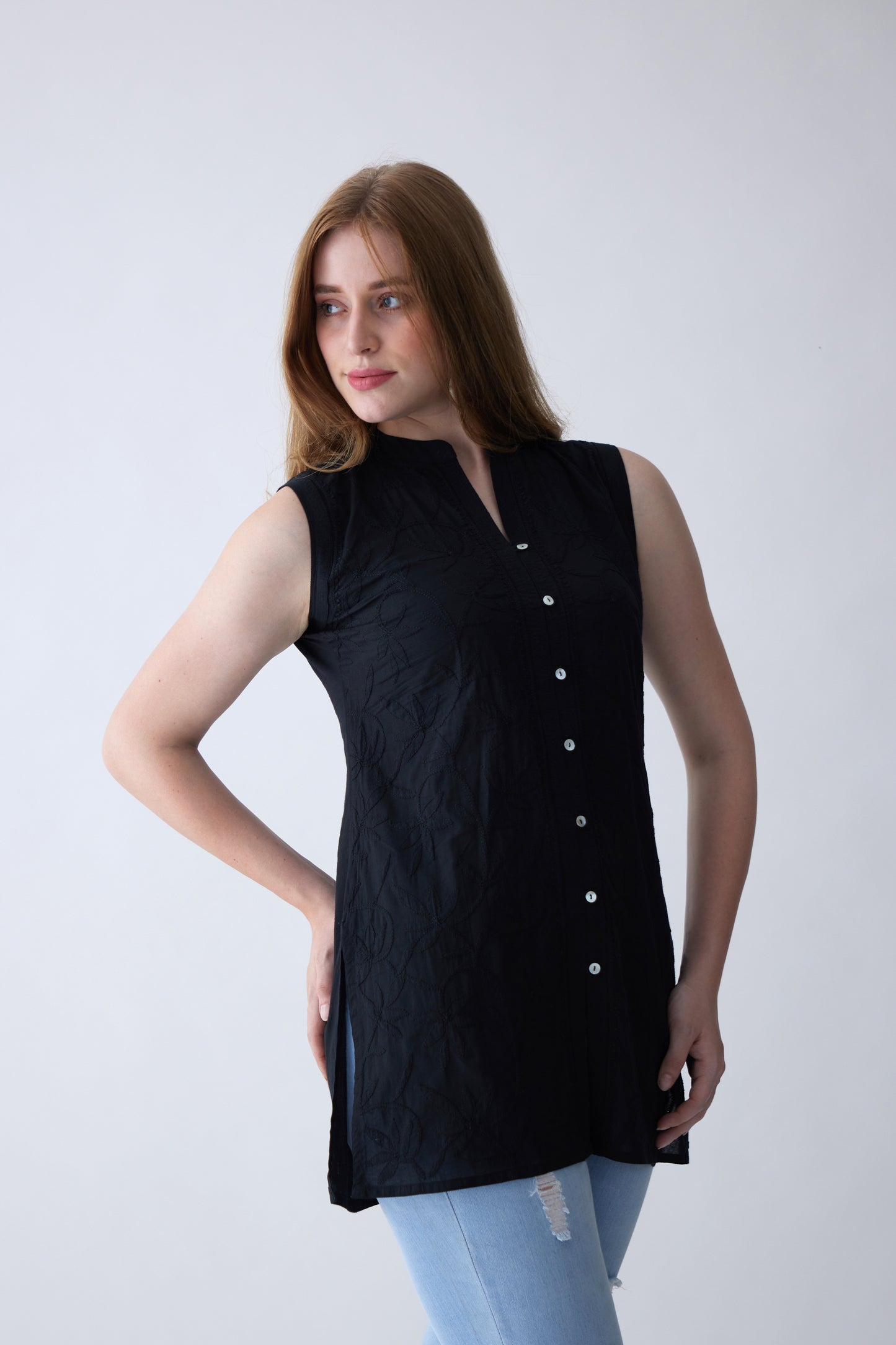 Belle Cotton Sleeveless Top - Black